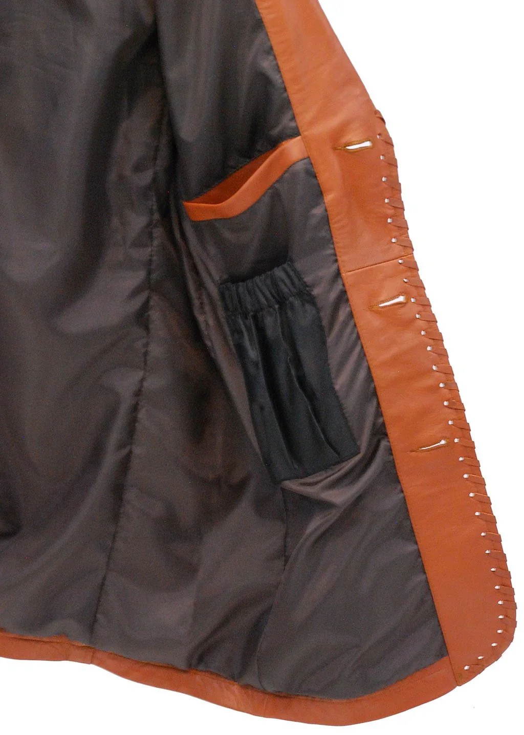 Light Brown Whip Stitch Lambskin Leather Blazer #M17083TN - Image 3