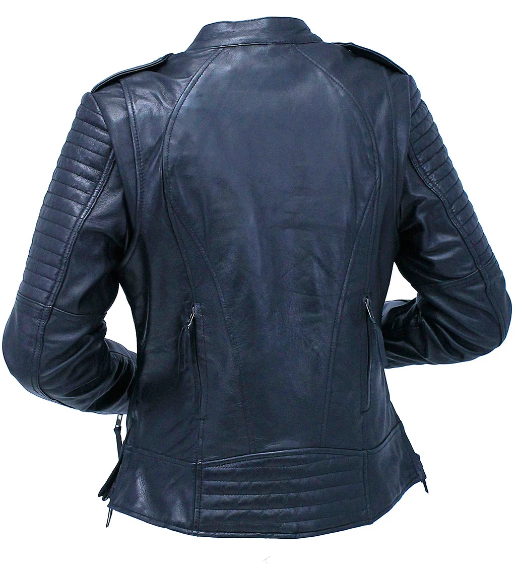 Lightweight Women's Lambskin Scooter Motorcycle Jacket #L104VZGK - Image 3