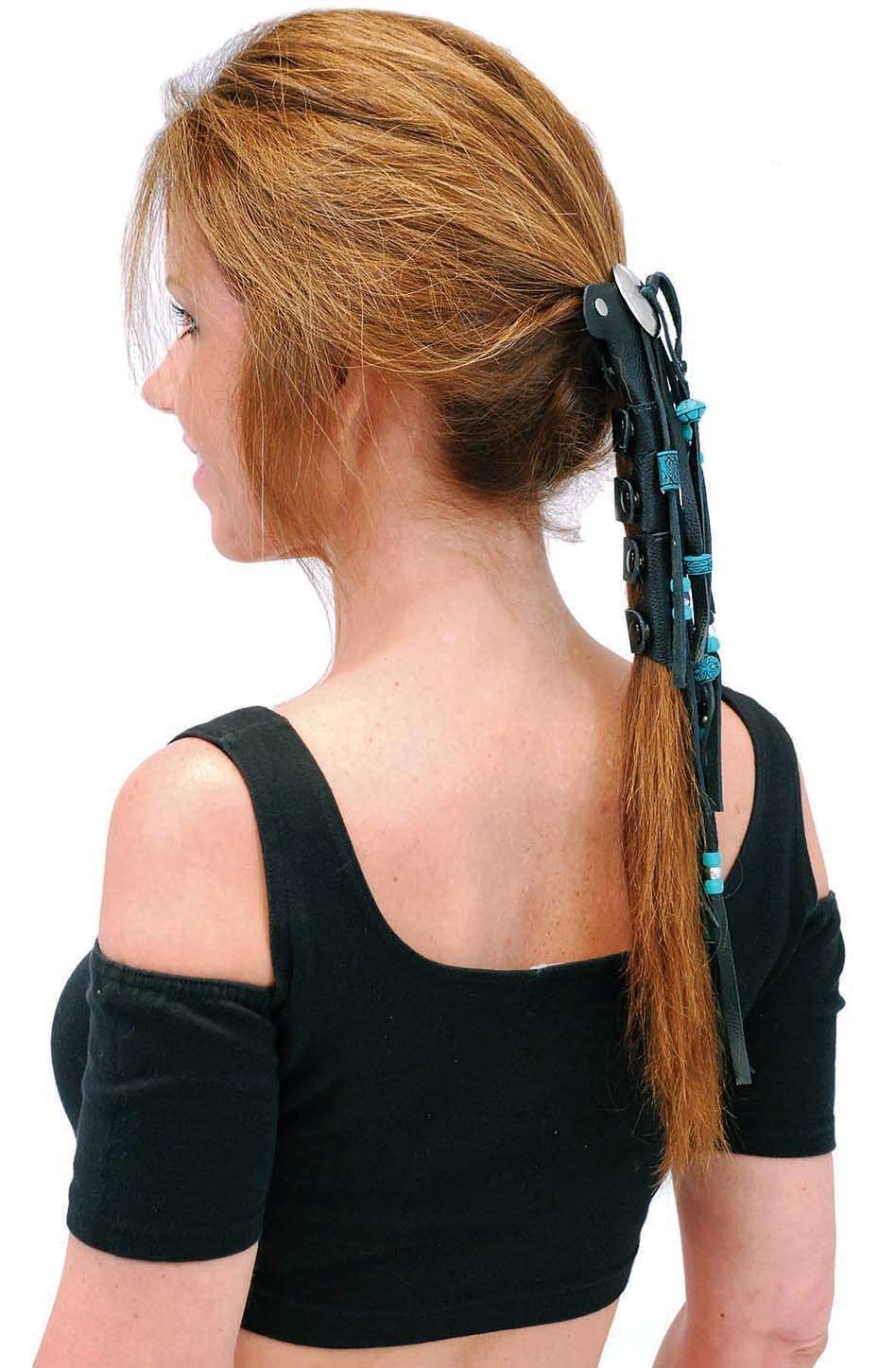 8" Long Turquoise Beaded Hair Tube #AHW654FBT - Image 3