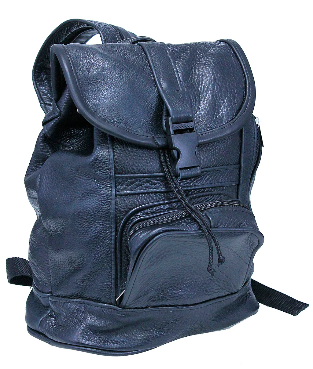 Medium Black Leather Backpack Handbag #BP556K - Image 2