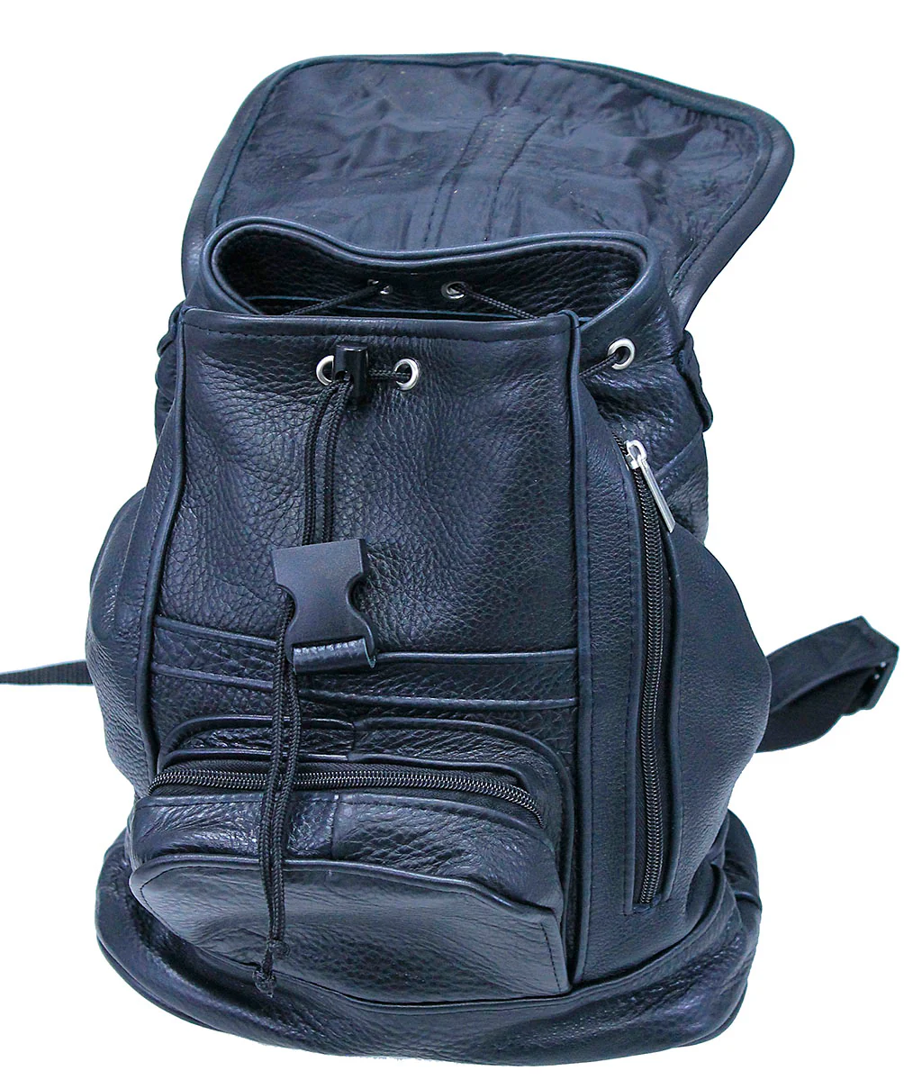 Medium Black Leather Backpack Handbag #BP556K - Image 5