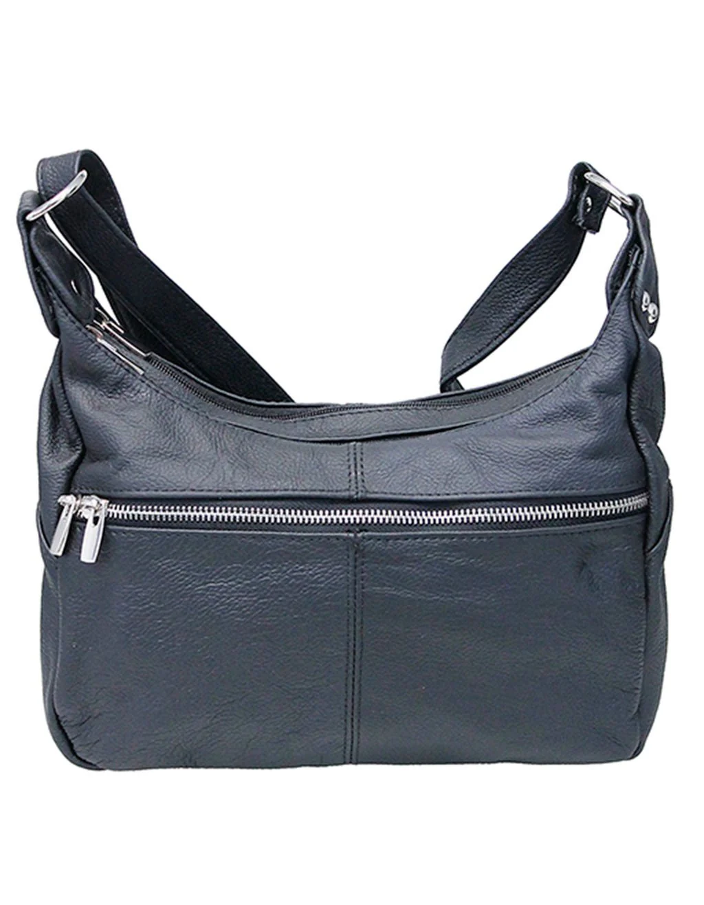 Medium Size Double Zip Top Leather Purse #P027K - Image 2