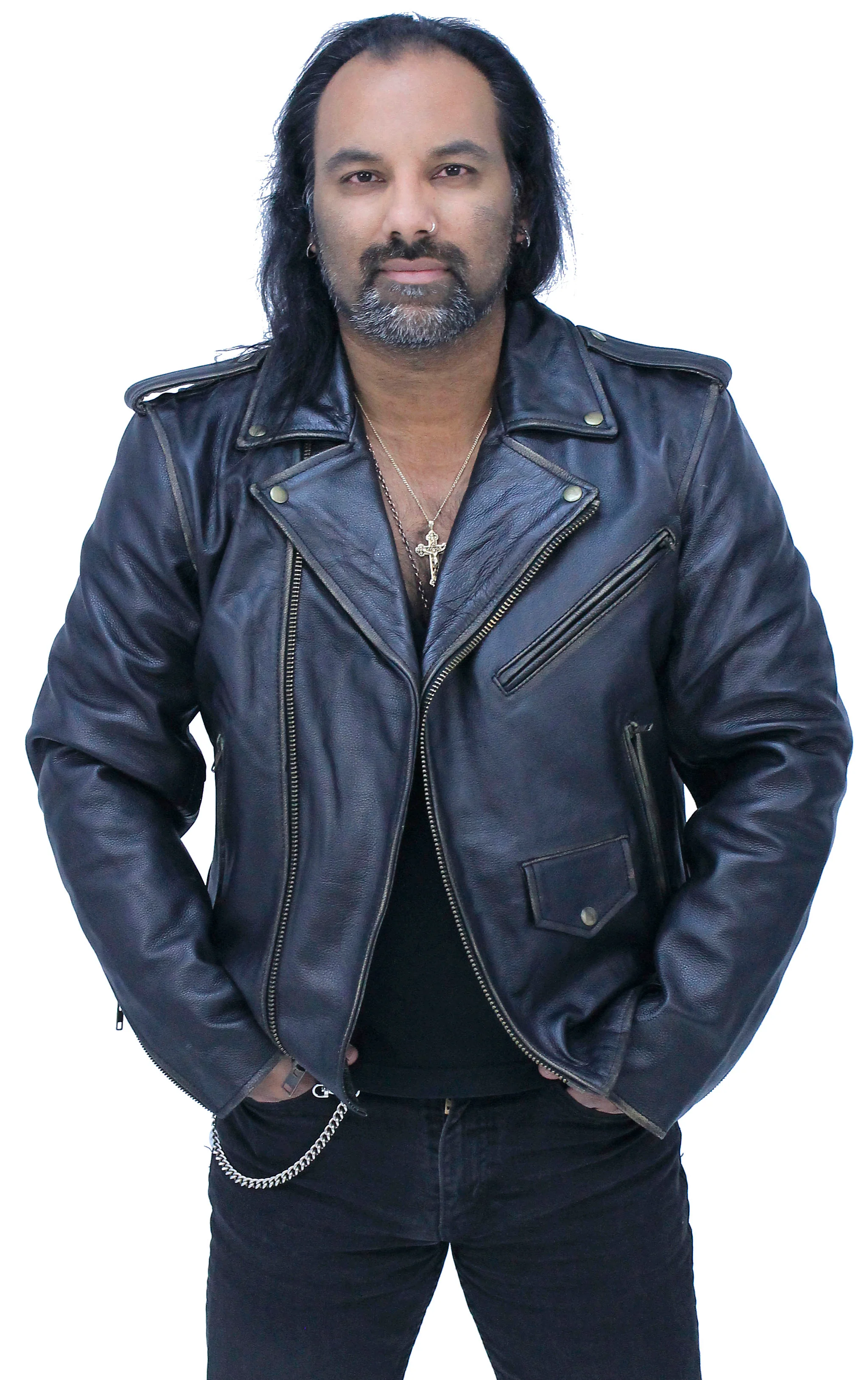 Men's Dark Brown Antiqued Leather Motorcycle Jacket #MA3121ZN