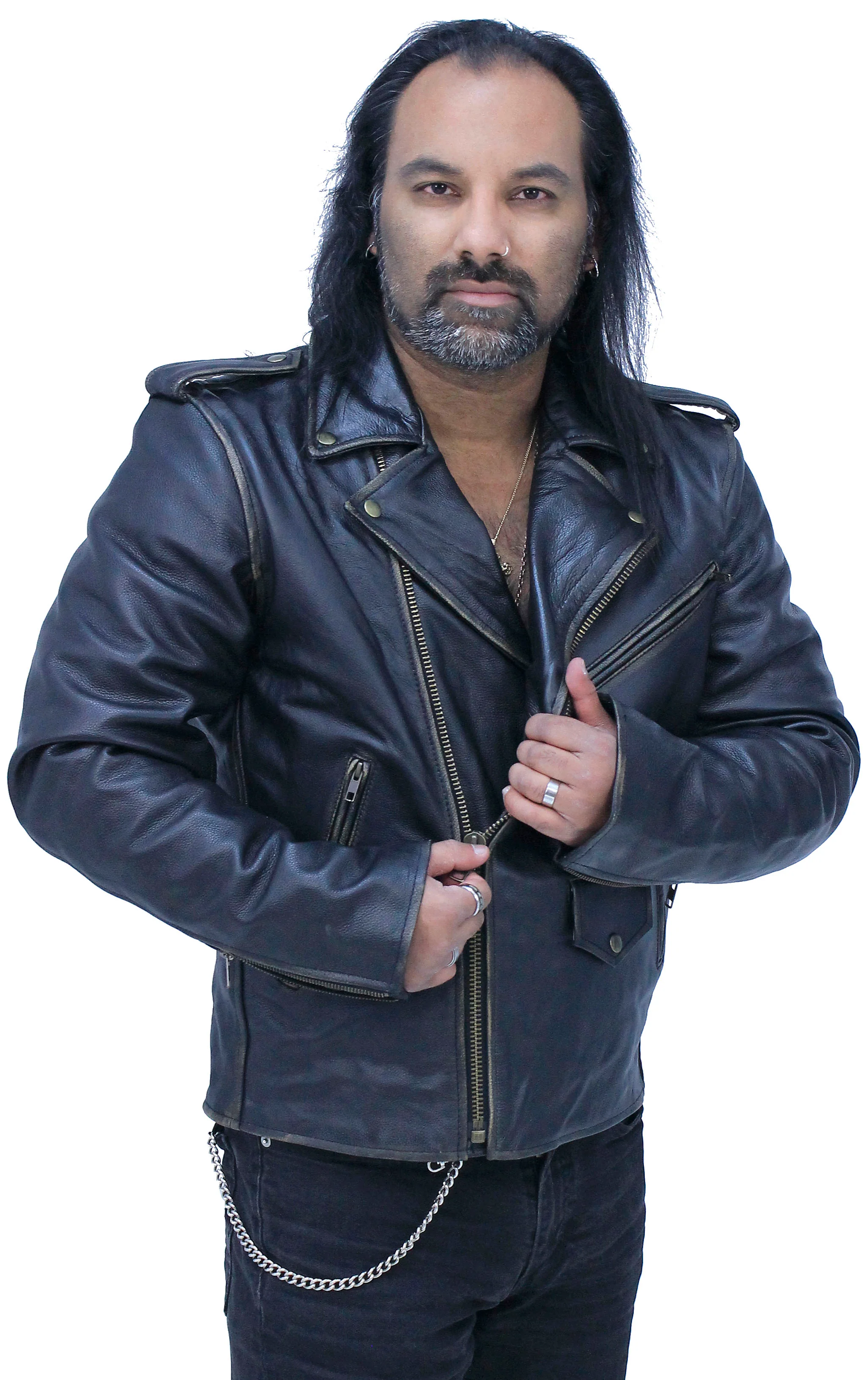 Men's Dark Brown Antiqued Leather Motorcycle Jacket #MA3121ZN - Image 6