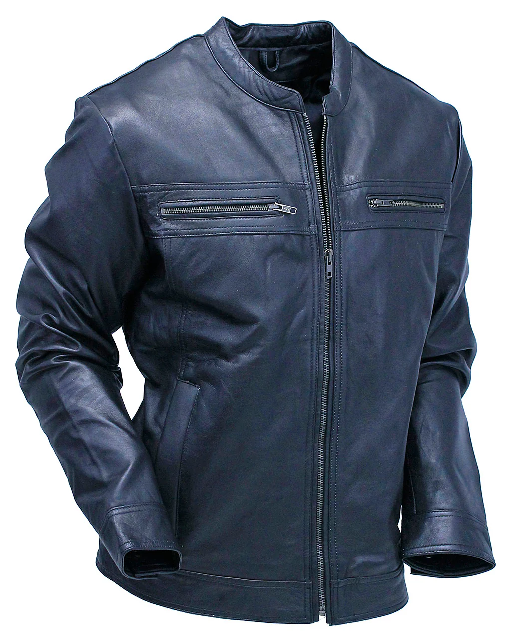 Men's Black Lightweight Leather Motorcycle Jacket #M69240K