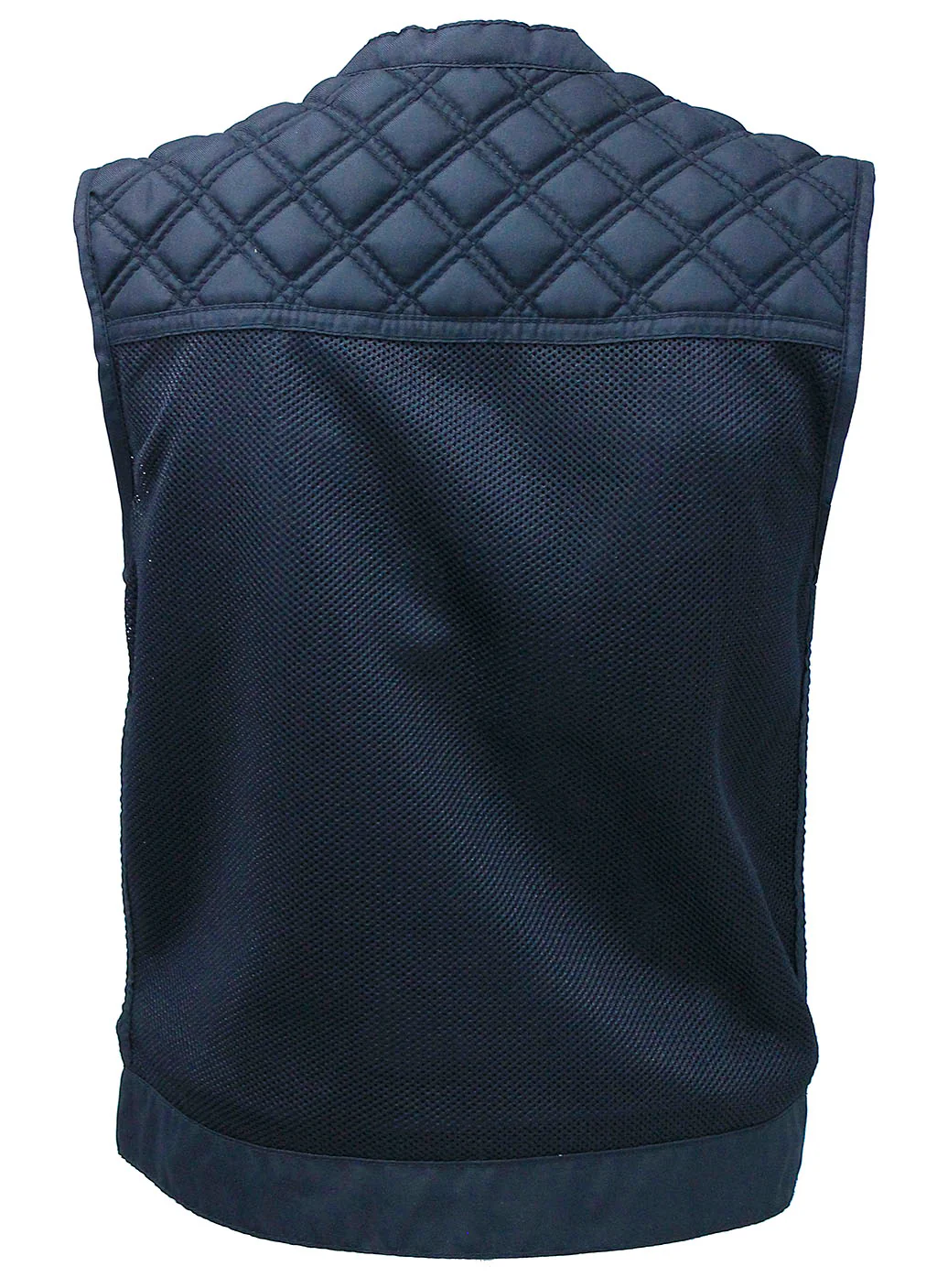 Black Men's Moto Mesh Quilted Club Vest #VMC6930QVK - Image 3