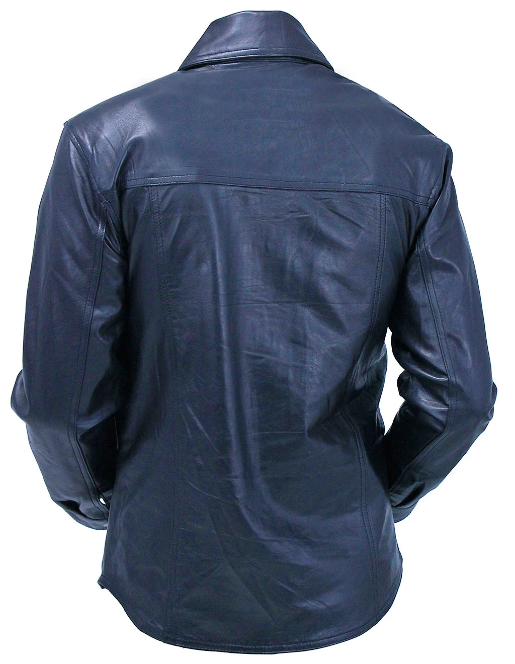 Men's Classic Black Leather Shirt with Zipper and Snaps #MS24804GK - Image 2
