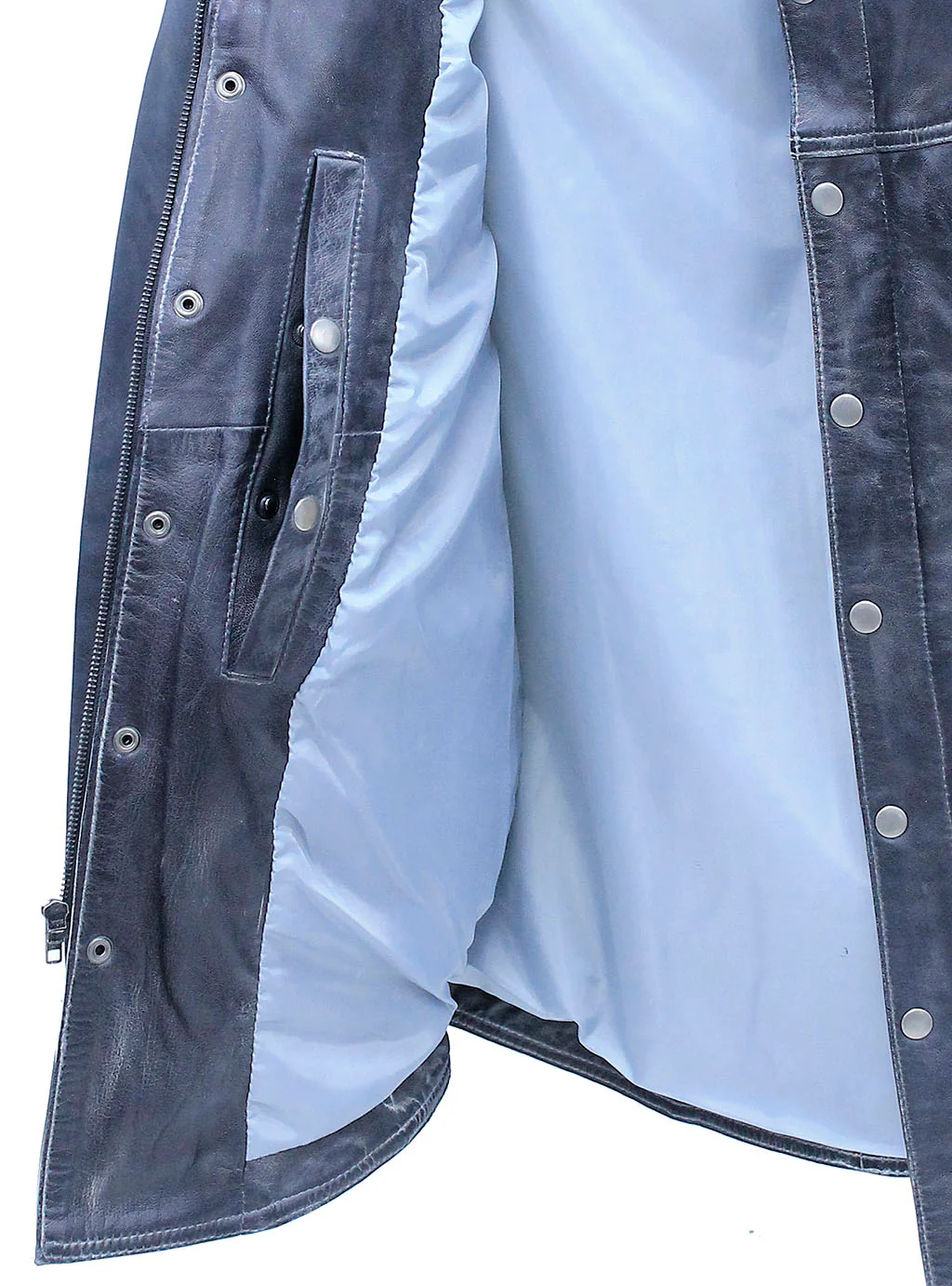 Men's Classic Black Leather Shirt with Zipper and Snaps #MS24804GK - Image 5