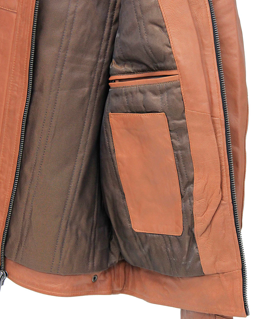 Men's Cognac Lambskin Leather Jacket with Quilting #MA5502QT - Image 5