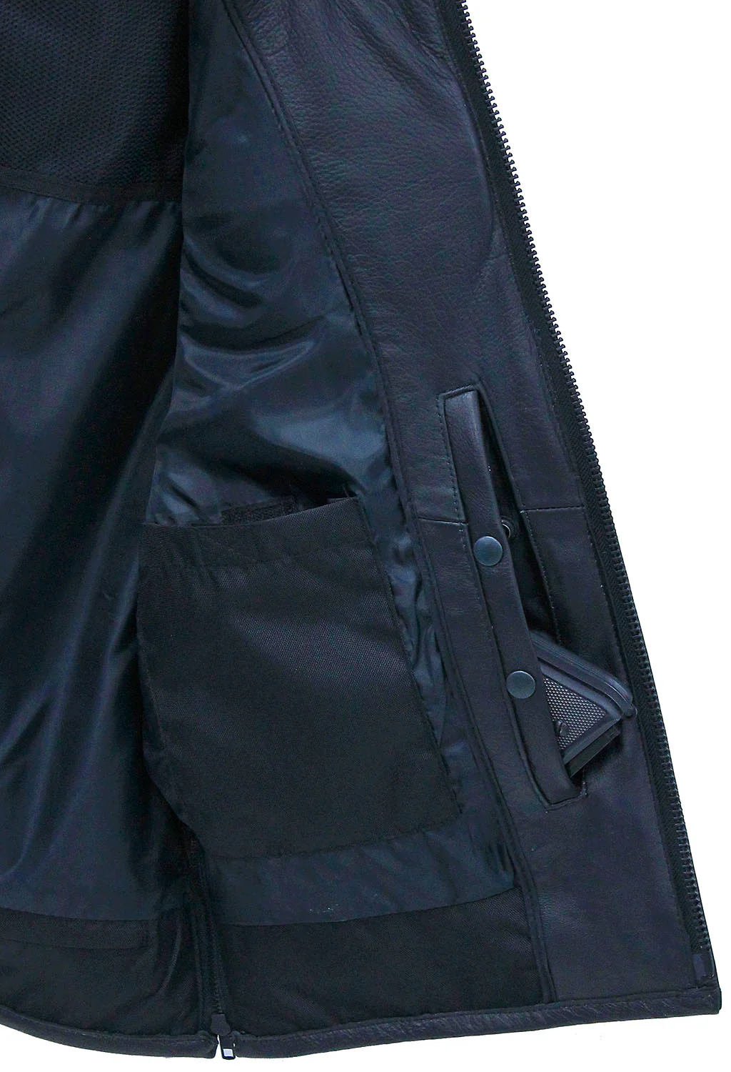 Men's Collarless Leather Zipper Club Vest with 4 Zip Pockets #VM6721GZK - Image 5