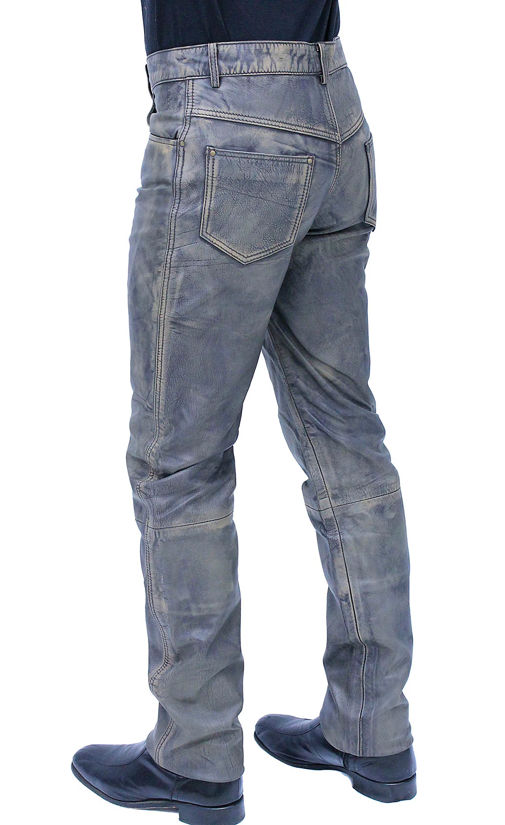 Men's Hand Antiqued Leather Pants #MP245912N - Image 2