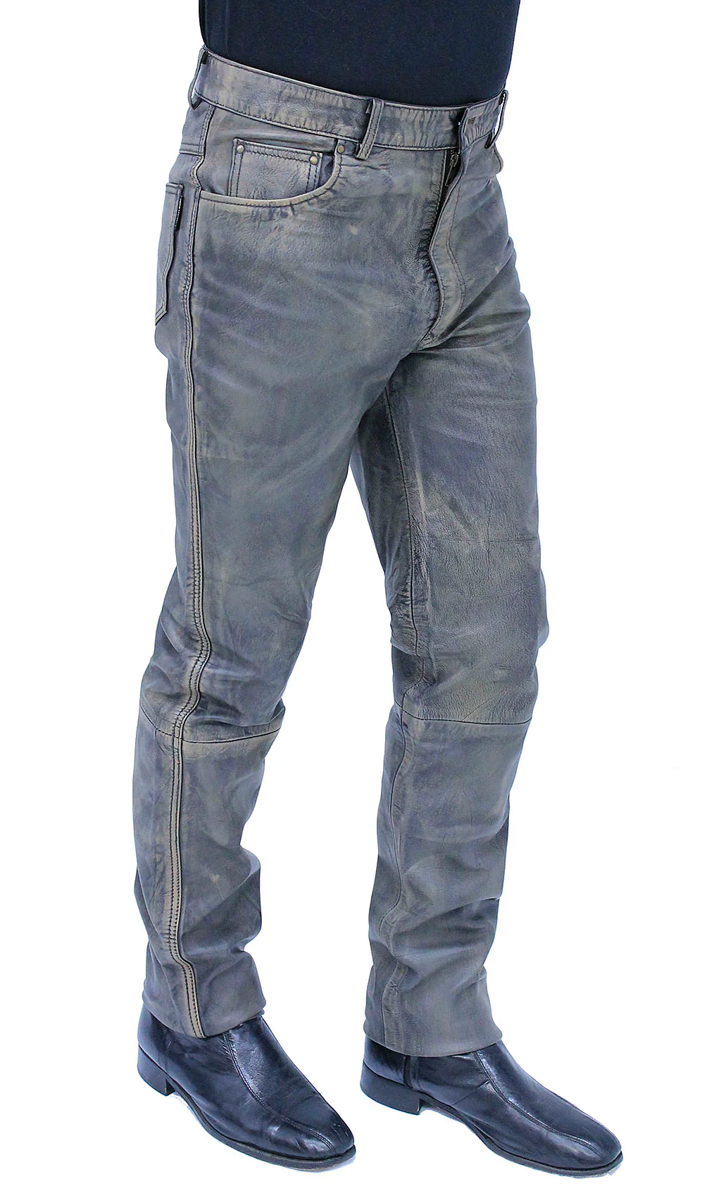 Men's Hand Antiqued Leather Pants #MP245912N - Image 3