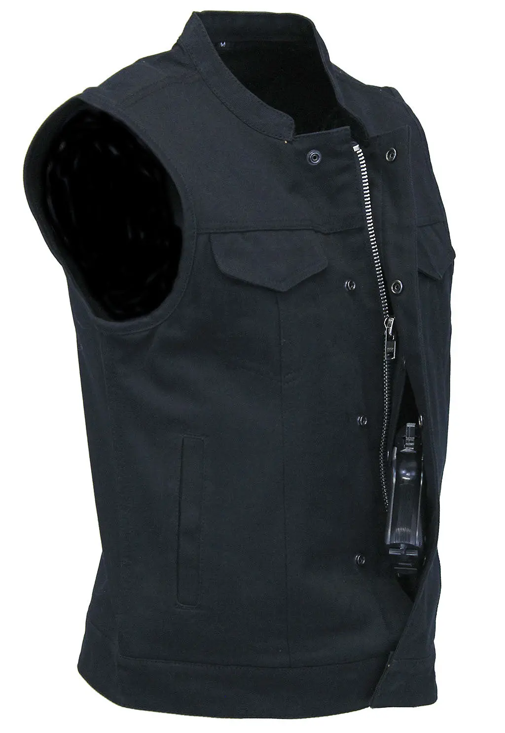 Men's Heavy Denim Black Club Vest w/Easy Access #VMC629GZK - Image 4