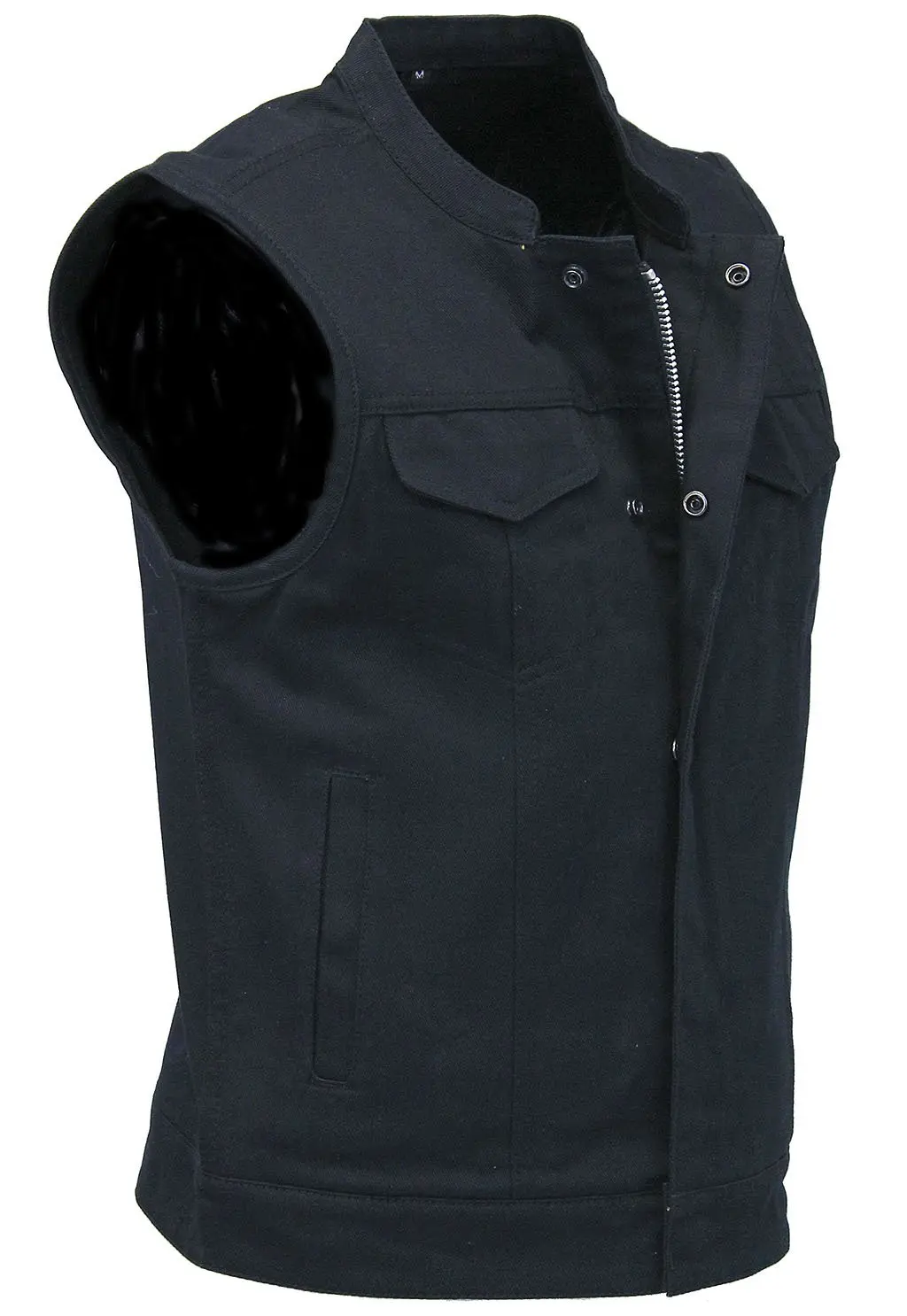 Men's Heavy Denim Black Club Vest w/Easy Access #VMC629GZK - Image 5