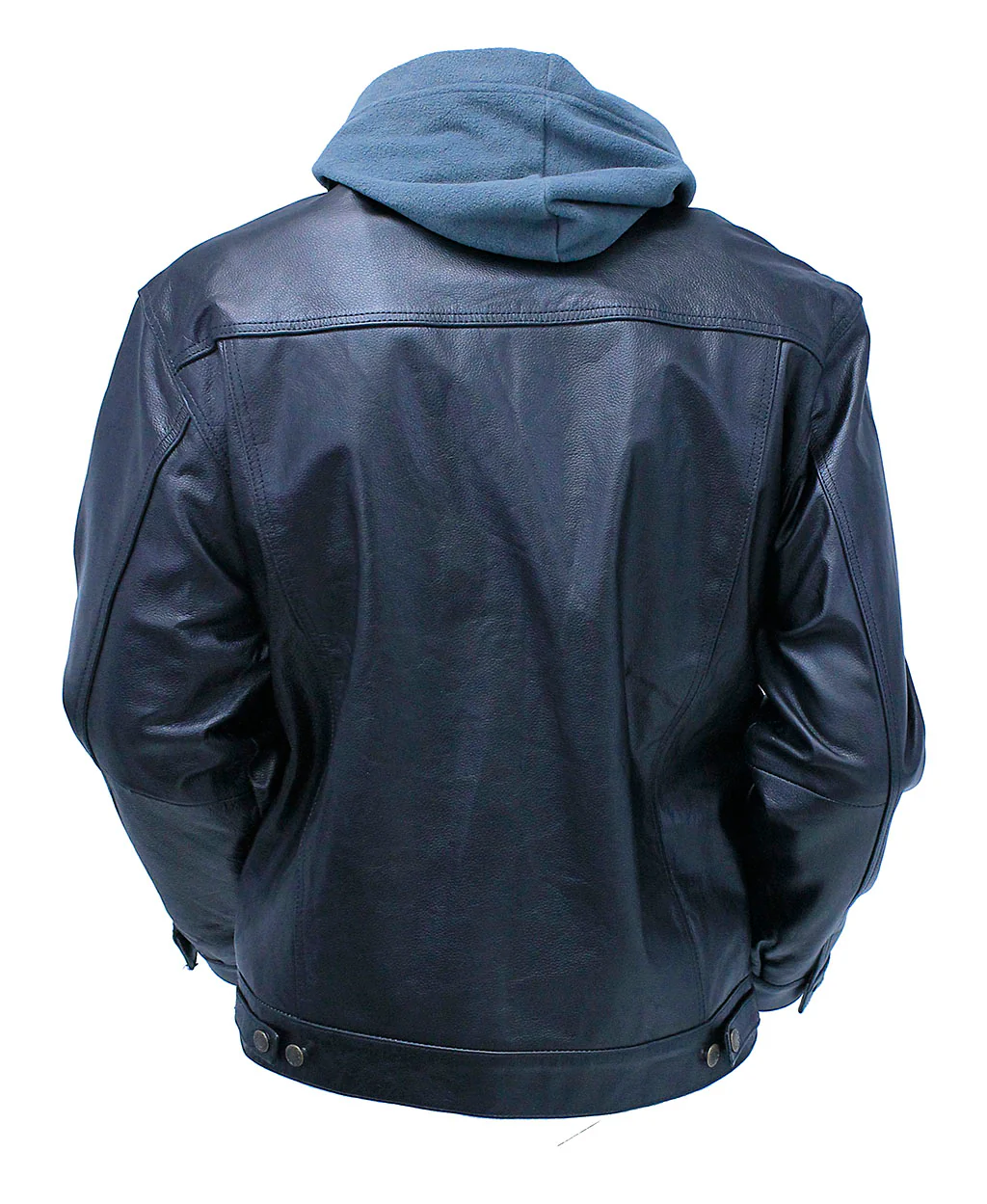 Men's Hoodie Leather Jean Jacket w/Concealed  Pockets #M1412HK (L-3X) - Image 2