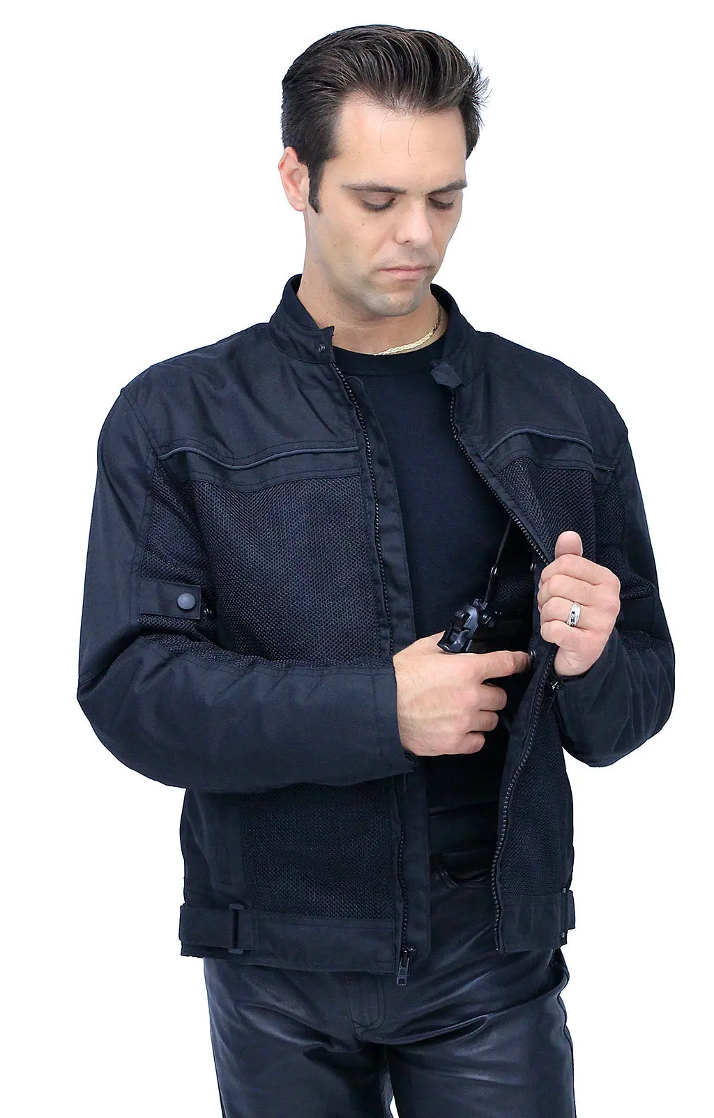 Men's Hot Weather Riding Jacket with Mesh & Armor #MC451ZVGAK - Image 4