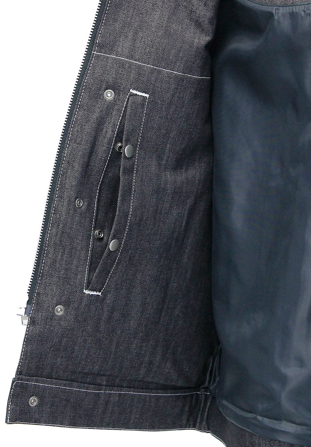 Men's Leather and Denim Gray Stitch Club Vest w/Concealed #VMC912GWK - Image 4