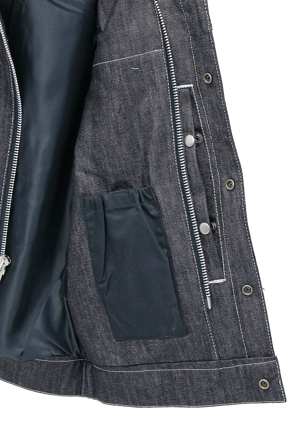Men's Leather and Denim Gray Stitch Club Vest w/Concealed #VMC912GWK - Image 5
