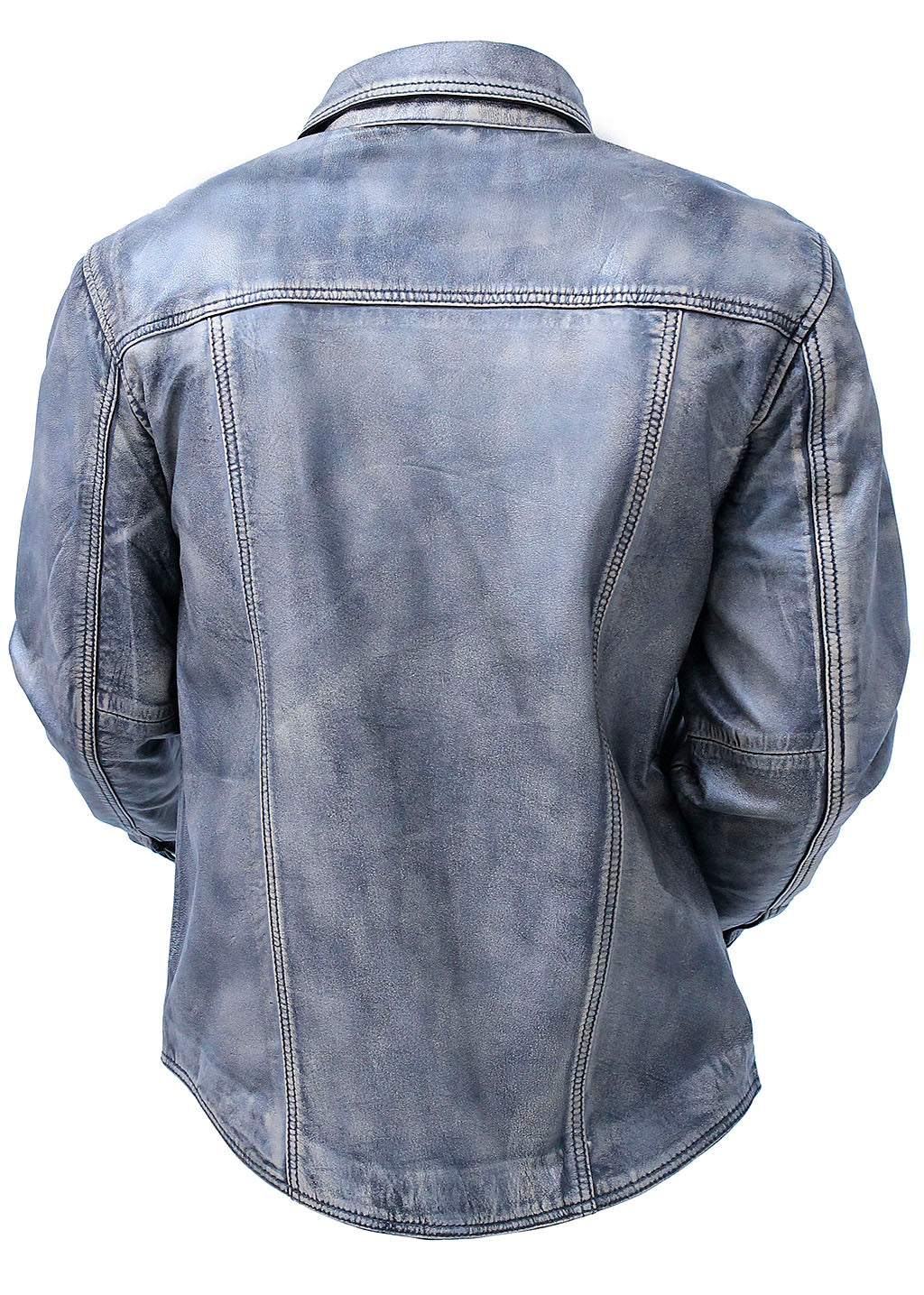 Men's Leather Shirt in Taupe/Black Vintage Lambskin #MS24807GK - Image 2