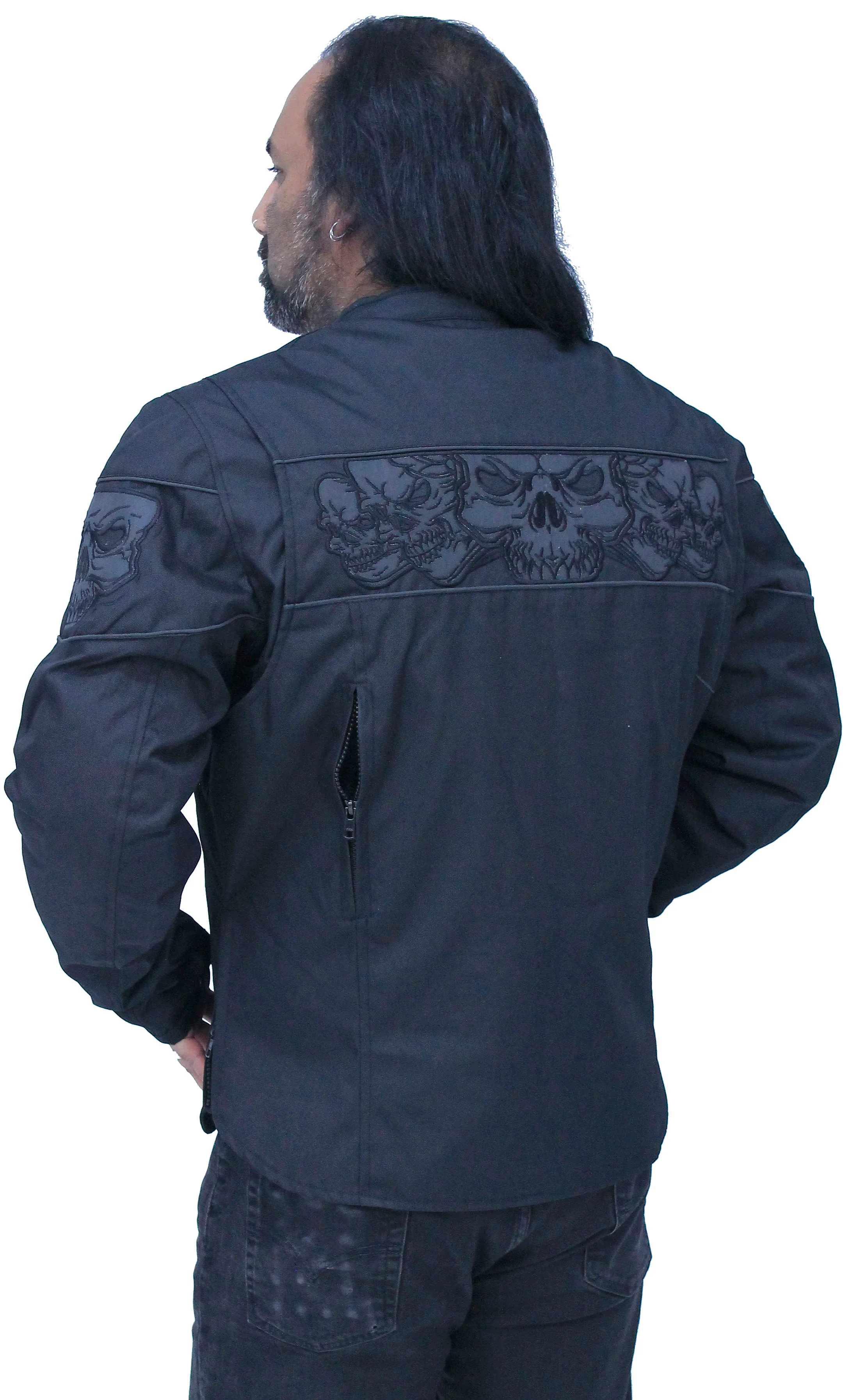 Men's Lightweight Reflective Skull Jacket w/Vents & Concealed Pockets #MC36260SK - Image 2