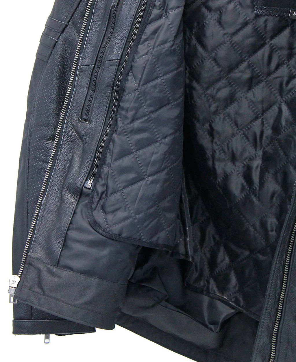 Men's Perforated Stripe Motorcycle Jacket #M532VZGK (4X) - Image 3