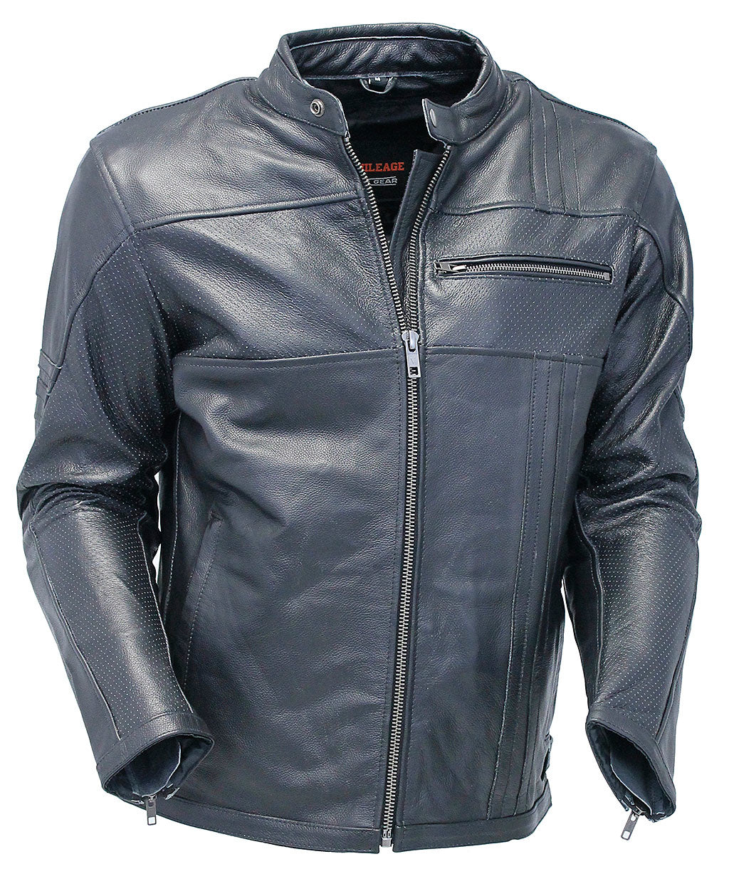 Men's Perforated Stripe Motorcycle Jacket #M532VZGK (4X) - Image 5