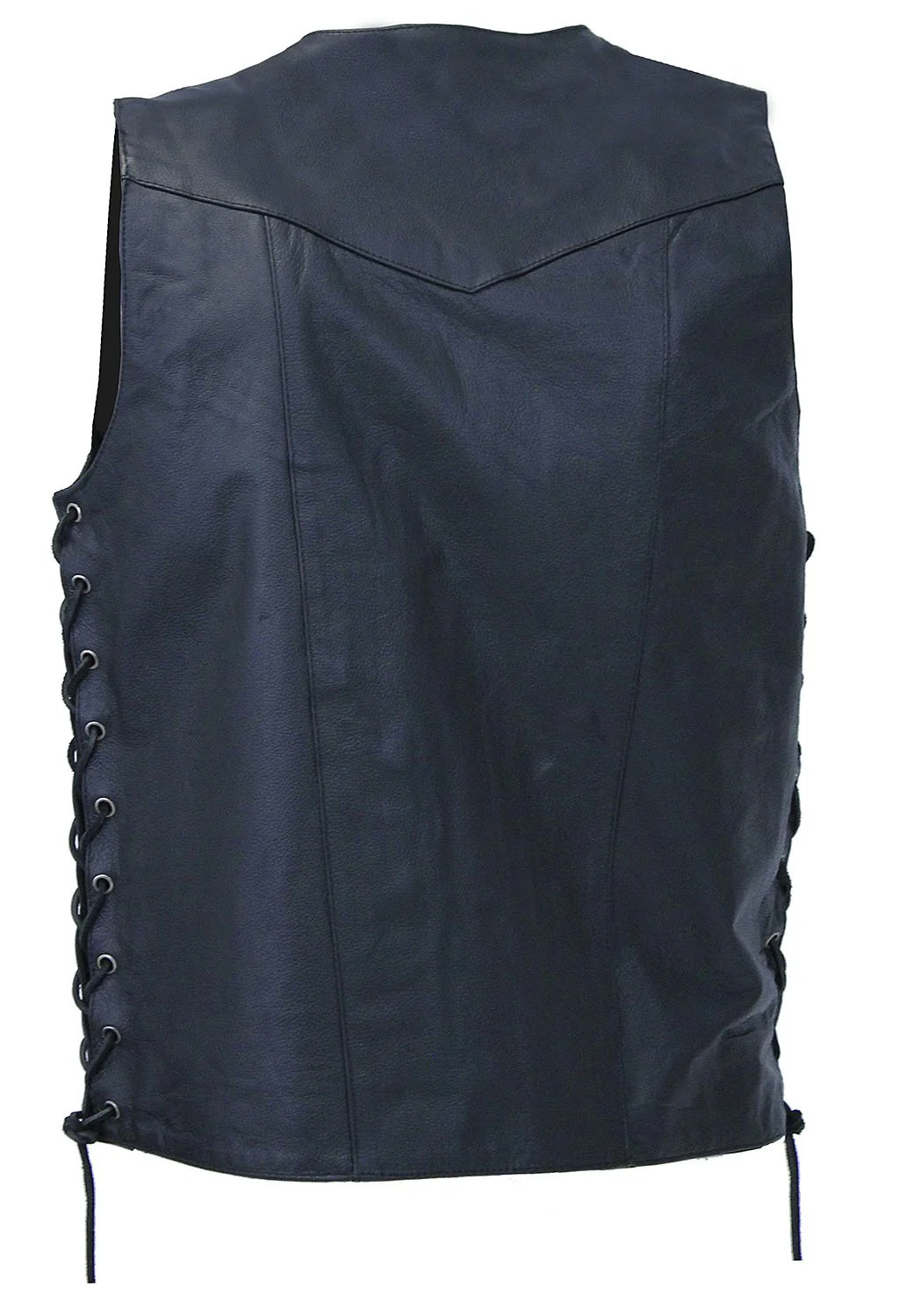 Men's Premium Leather Biker Vest - w/Concealed Pockets #VM630PT - Image 2
