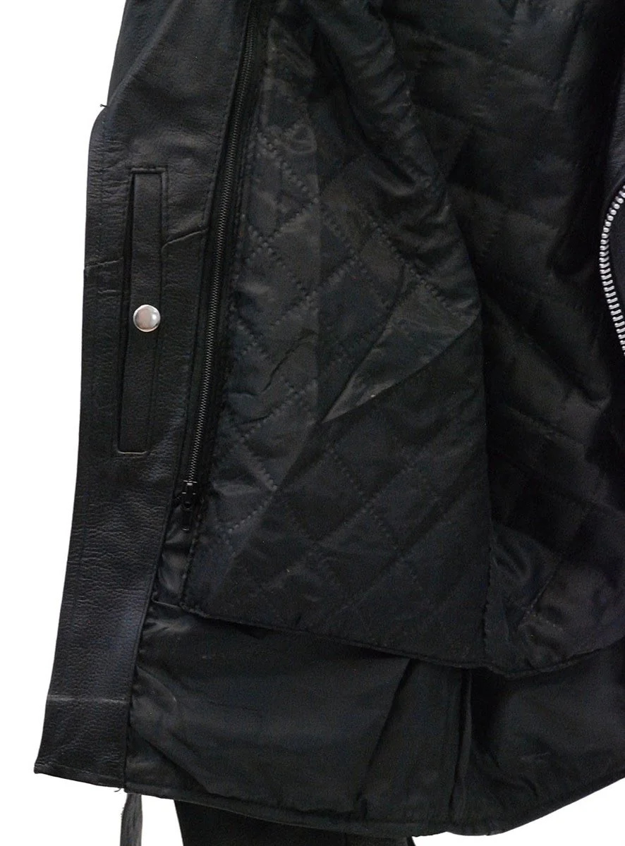 Premium Classic Side Lace Leather Motorcycle Jacket #M15L - Image 4
