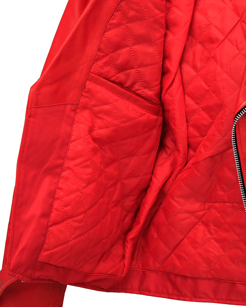 Men's Red Leather Motorcycle Jacket w/Quilted Lining #M1116QR - Image 6