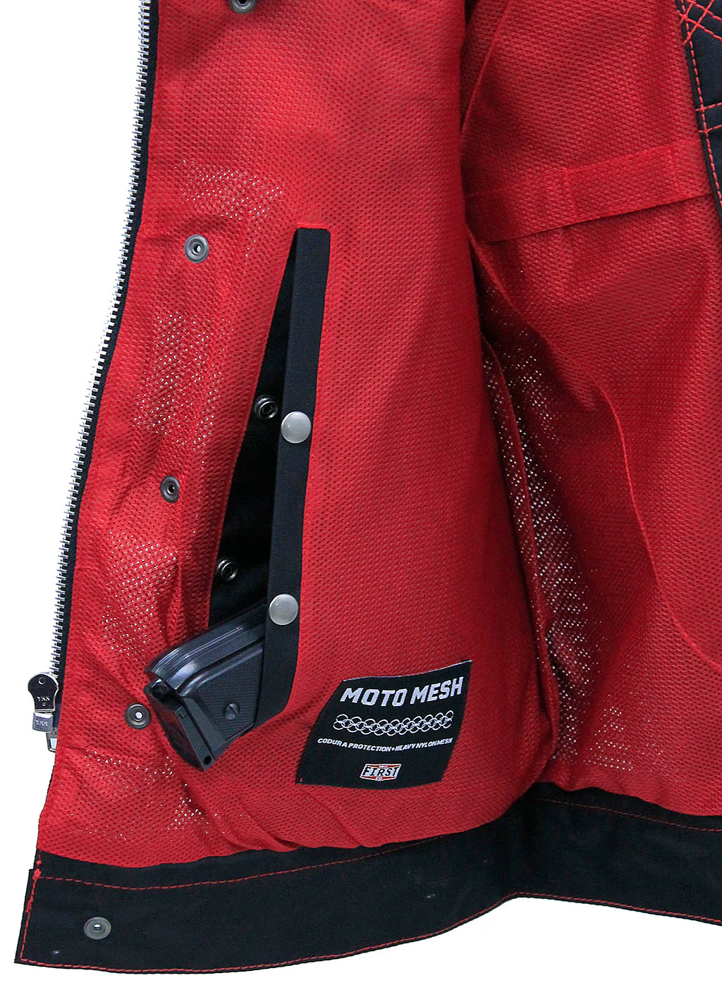 Men's Red Stitched Quilted Moto Mesh Club Vest #VMC6536QVR - Image 6