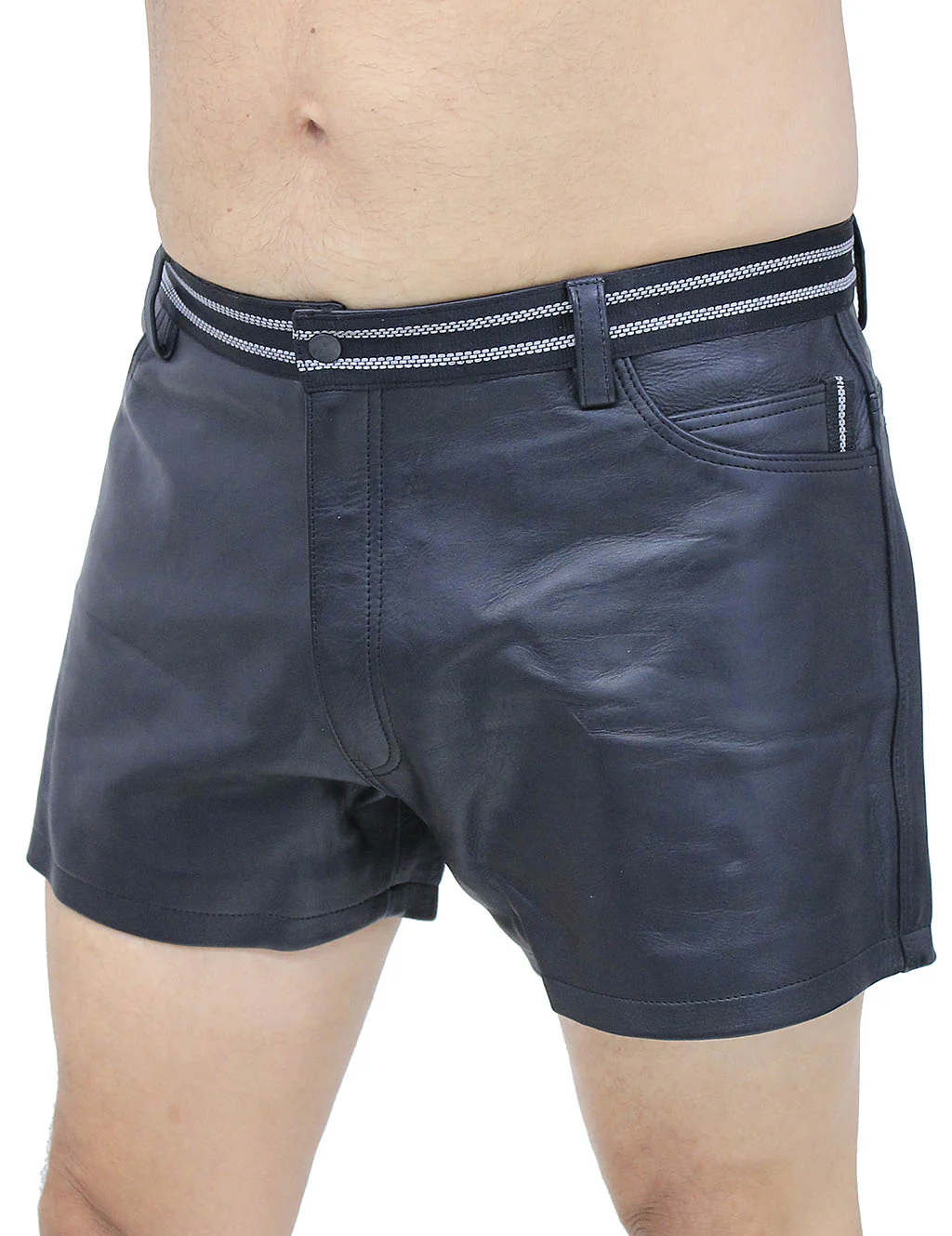 Men's Reflector Trim Ultra Premium Leather Shorts #SHM1074RK - Image 2