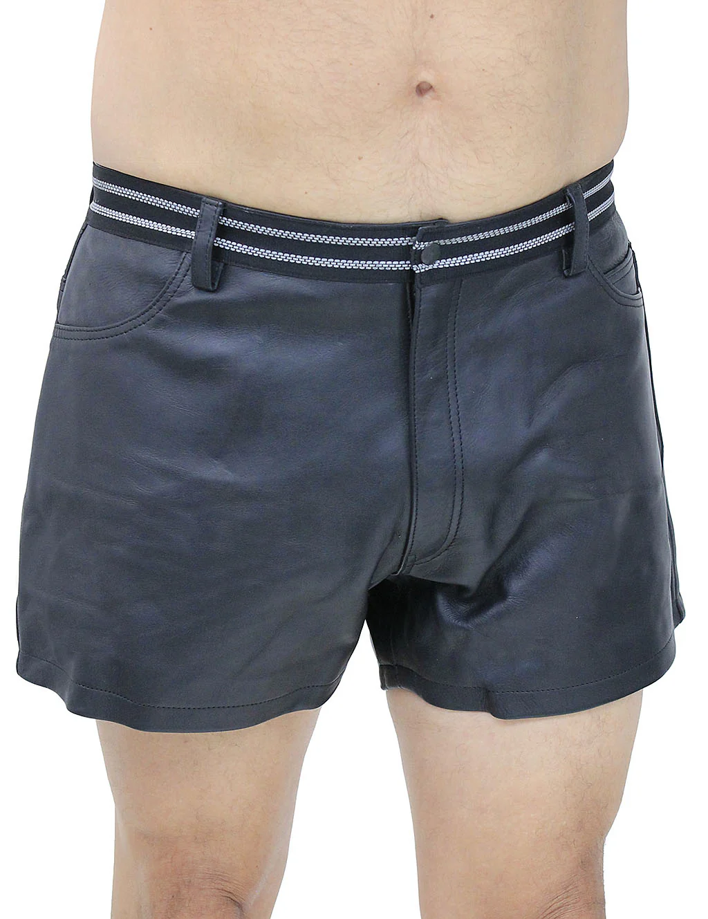 Men's Reflector Trim Ultra Premium Leather Shorts #SHM1074RK - Image 3