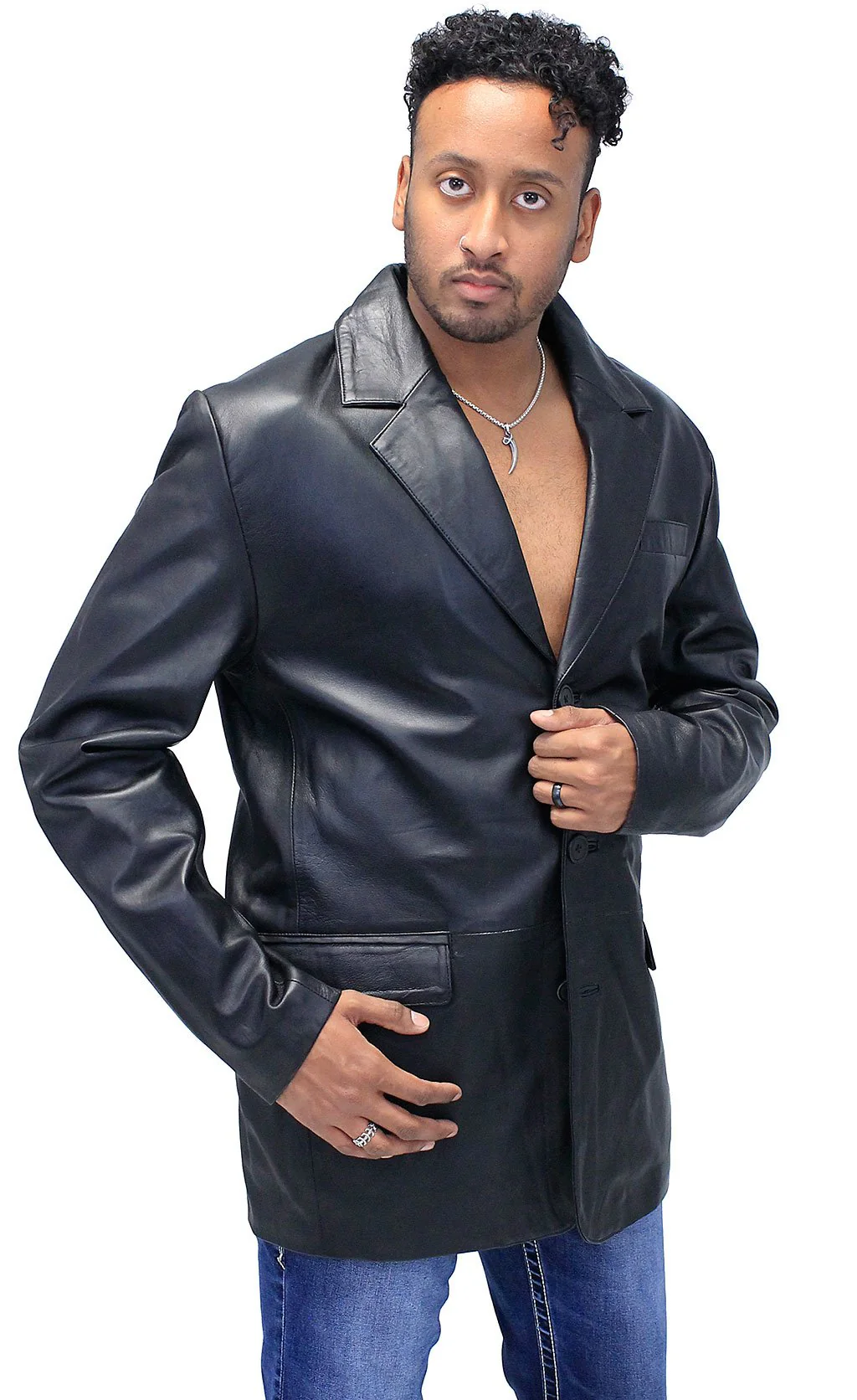 TALL Men's Lambskin Leather Blazer #M3BBGKT - Image 4