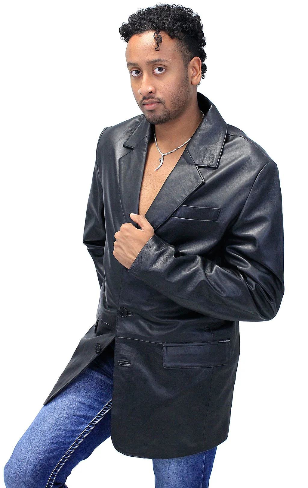 TALL Men's Lambskin Leather Blazer #M3BBGKT - Image 5