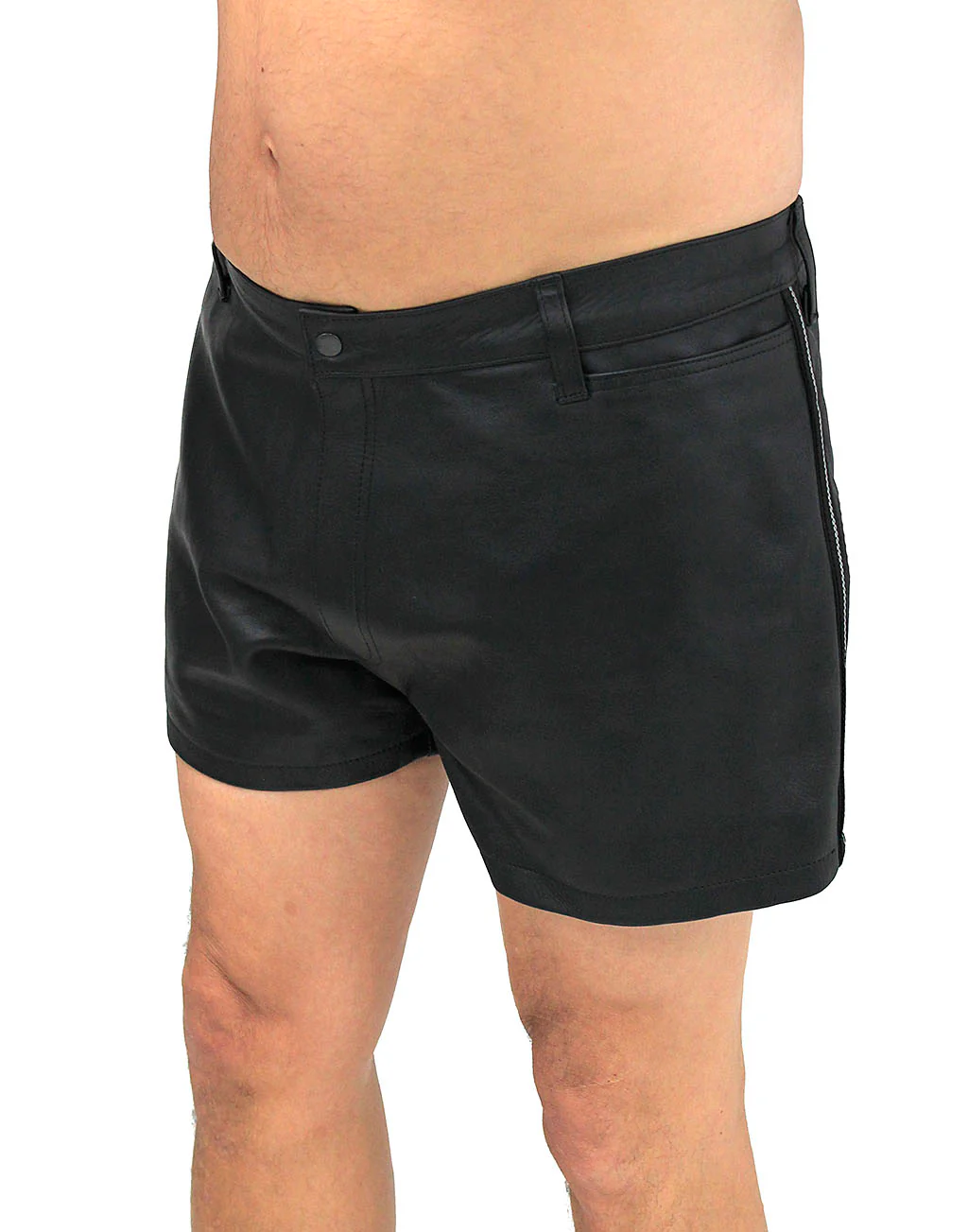 Men's Ultra Premium Leather Shorts w/Side Stripes #SHM1072RK - Image 5
