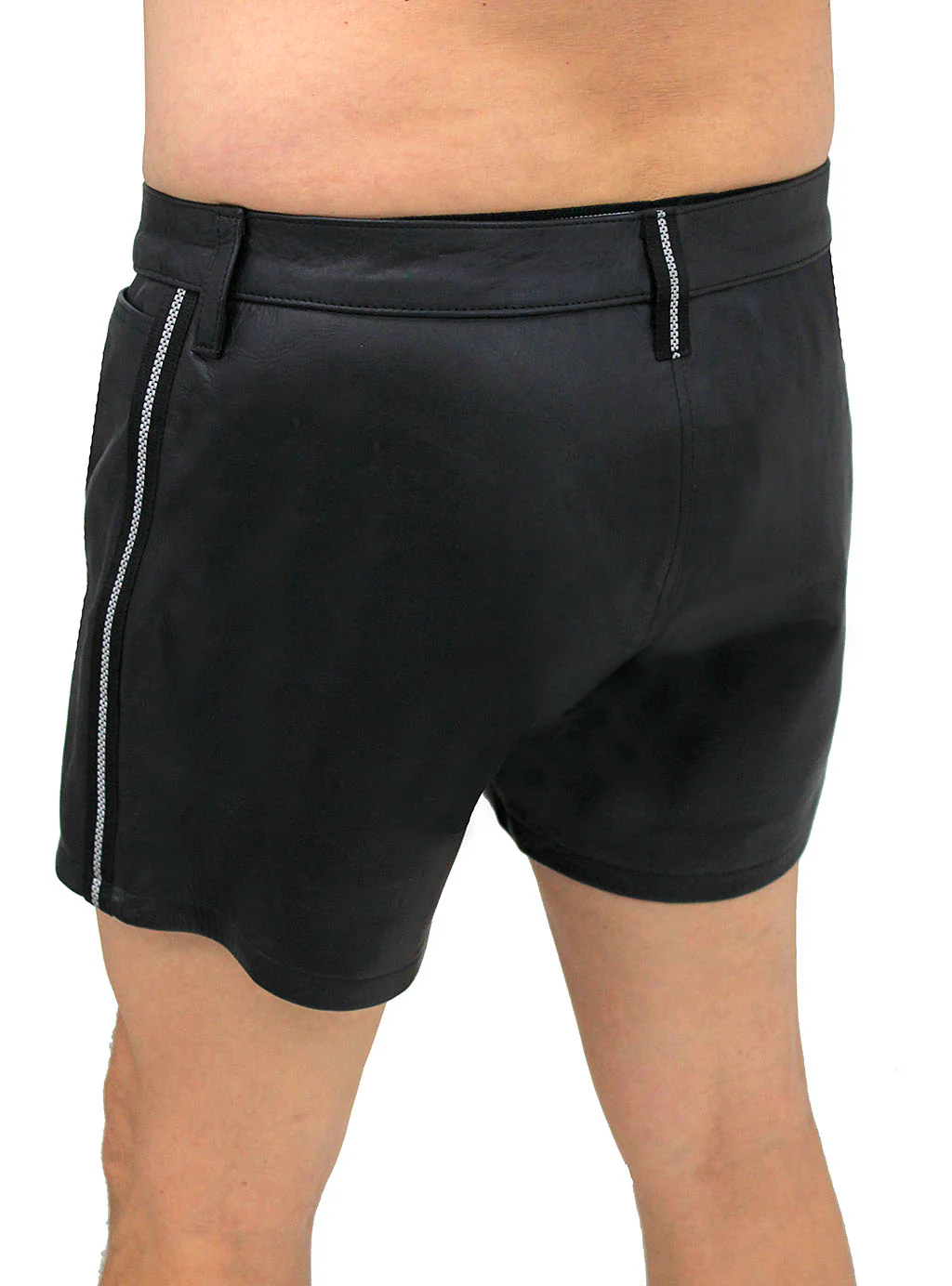 Men's Ultra Premium Leather Shorts w/Side Stripes #SHM1072RK - Image 6
