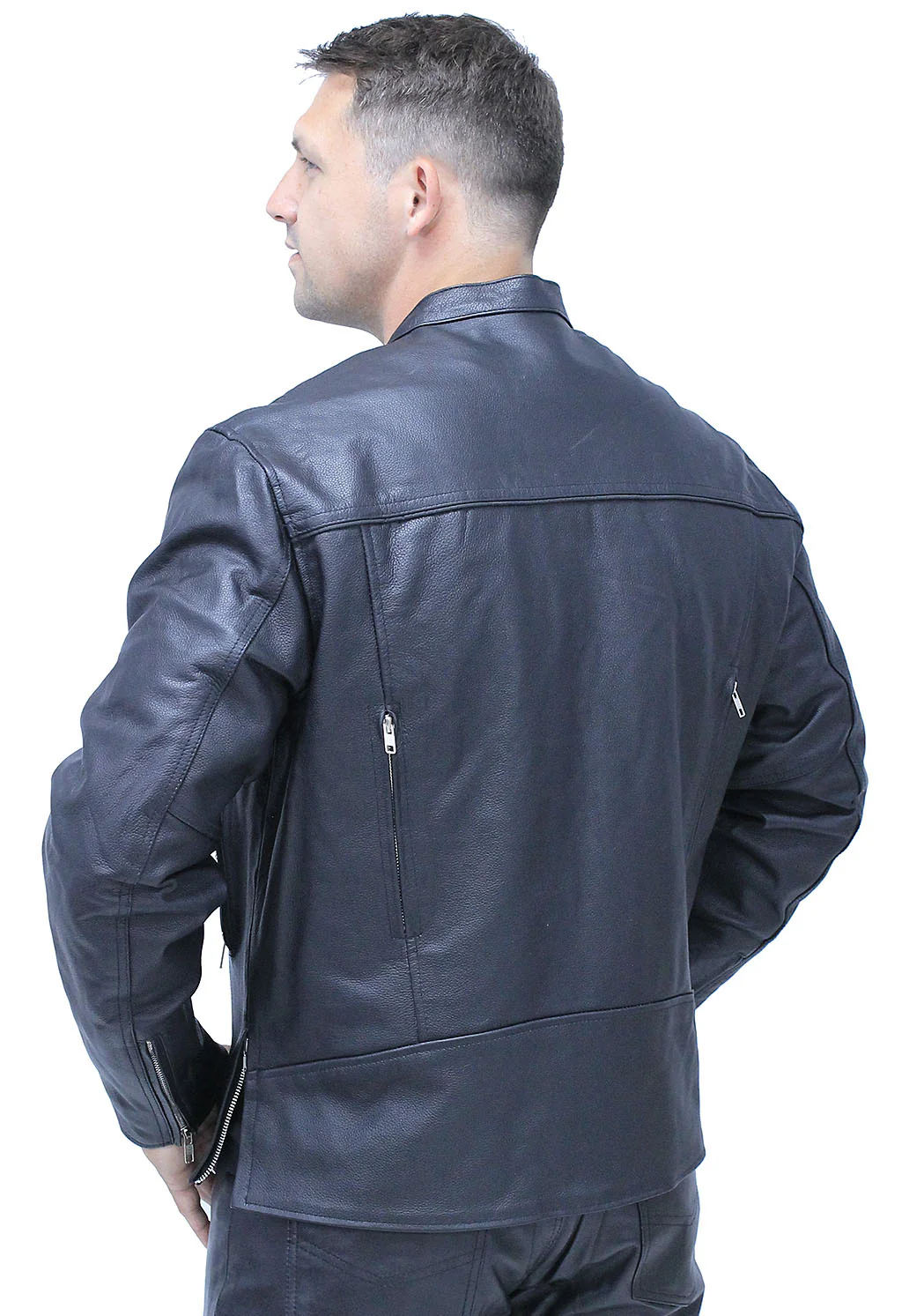 Men's Vented Café Racer Motorcycle Jacket w/Concealed Pocket #M6638VZGK (2X-4X) - Image 2