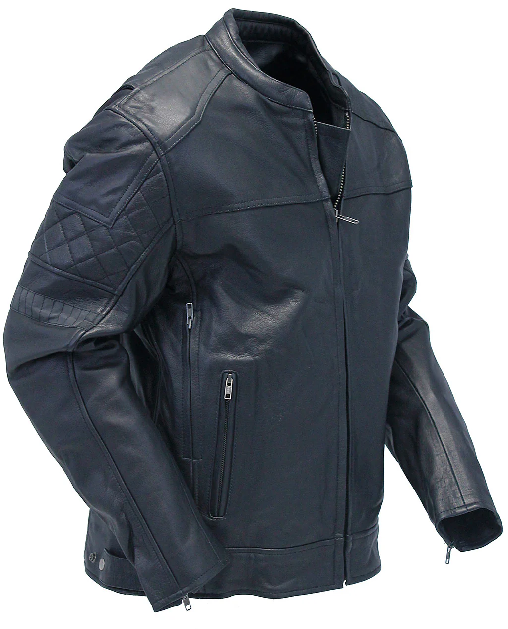 Men's Vented Concealed Pocket Ultra Premium Leather Jacket w/Quilt #M6922VZNK - Image 4