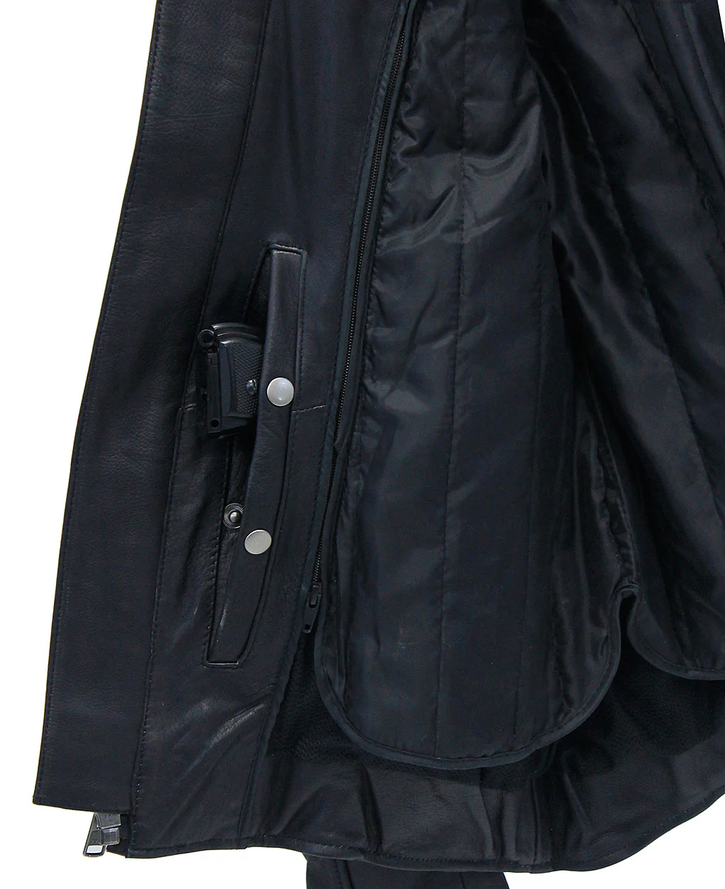 Men's Vented Concealed Pocket Ultra Premium Leather Jacket w/Quilt #M6922VZNK - Image 7
