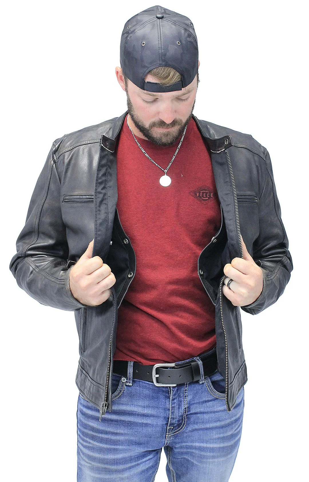 Men's Vintage Black Scooter Jacket w/Concealed Pockets #MA2530ZVV - Image 3