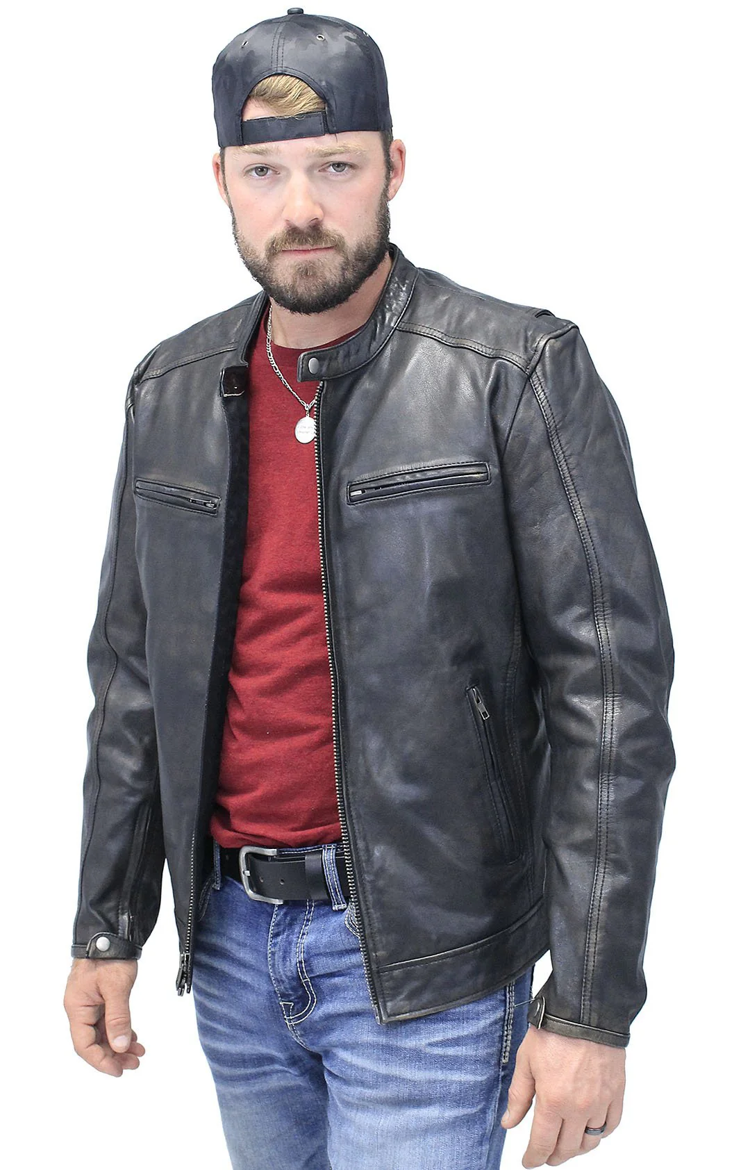 Men's Vintage Black Scooter Jacket w/Concealed Pockets #MA2530ZVV - Image 6
