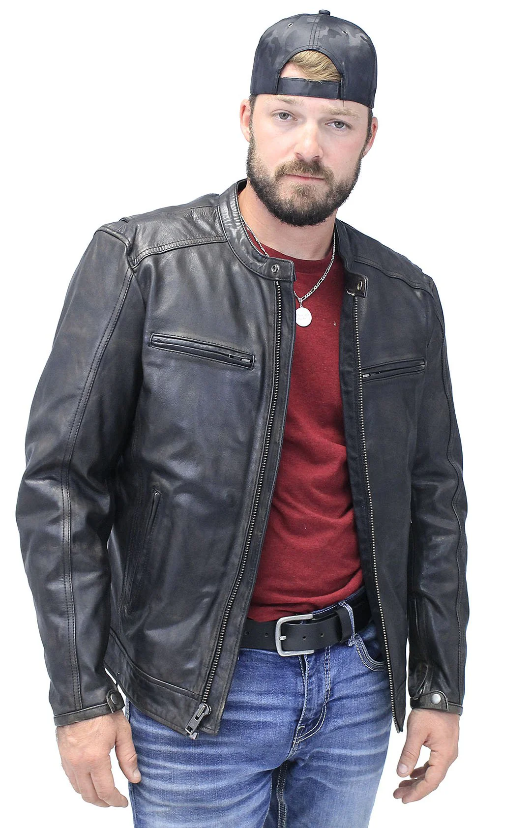 Men's Vintage Black Scooter Jacket w/Concealed Pockets #MA2530ZVV - Image 7