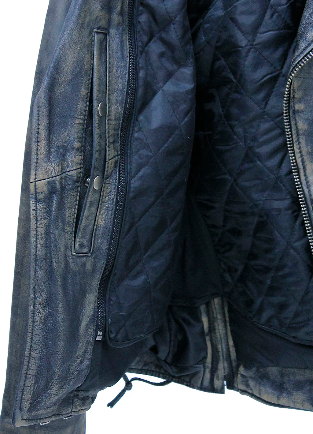 Men's Vintage Brown Double Zip MC Leather Jacket #MA24803GN - Image 10