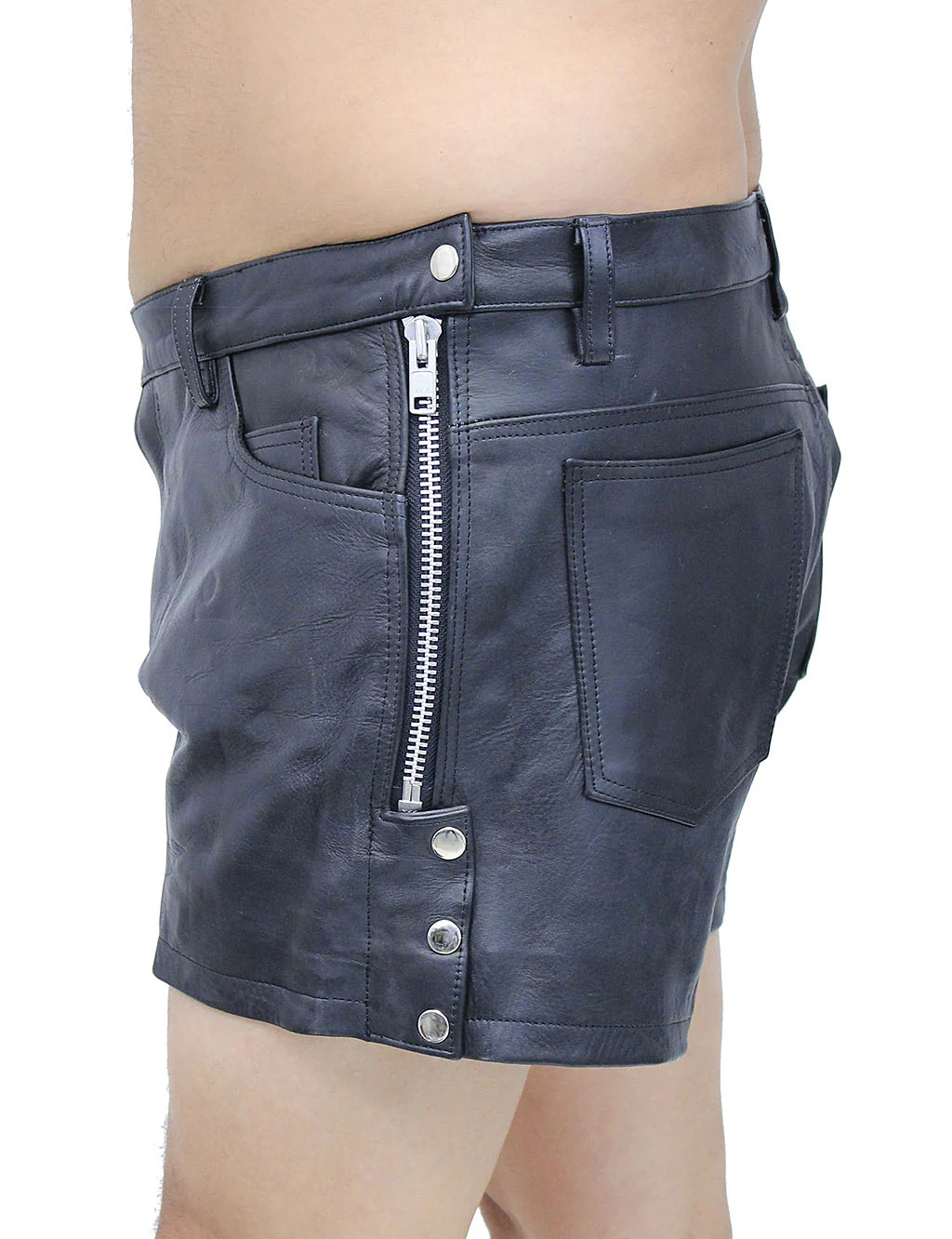 Men's Zip Away Leather Shorts #SHM1075ZZK - Image 4