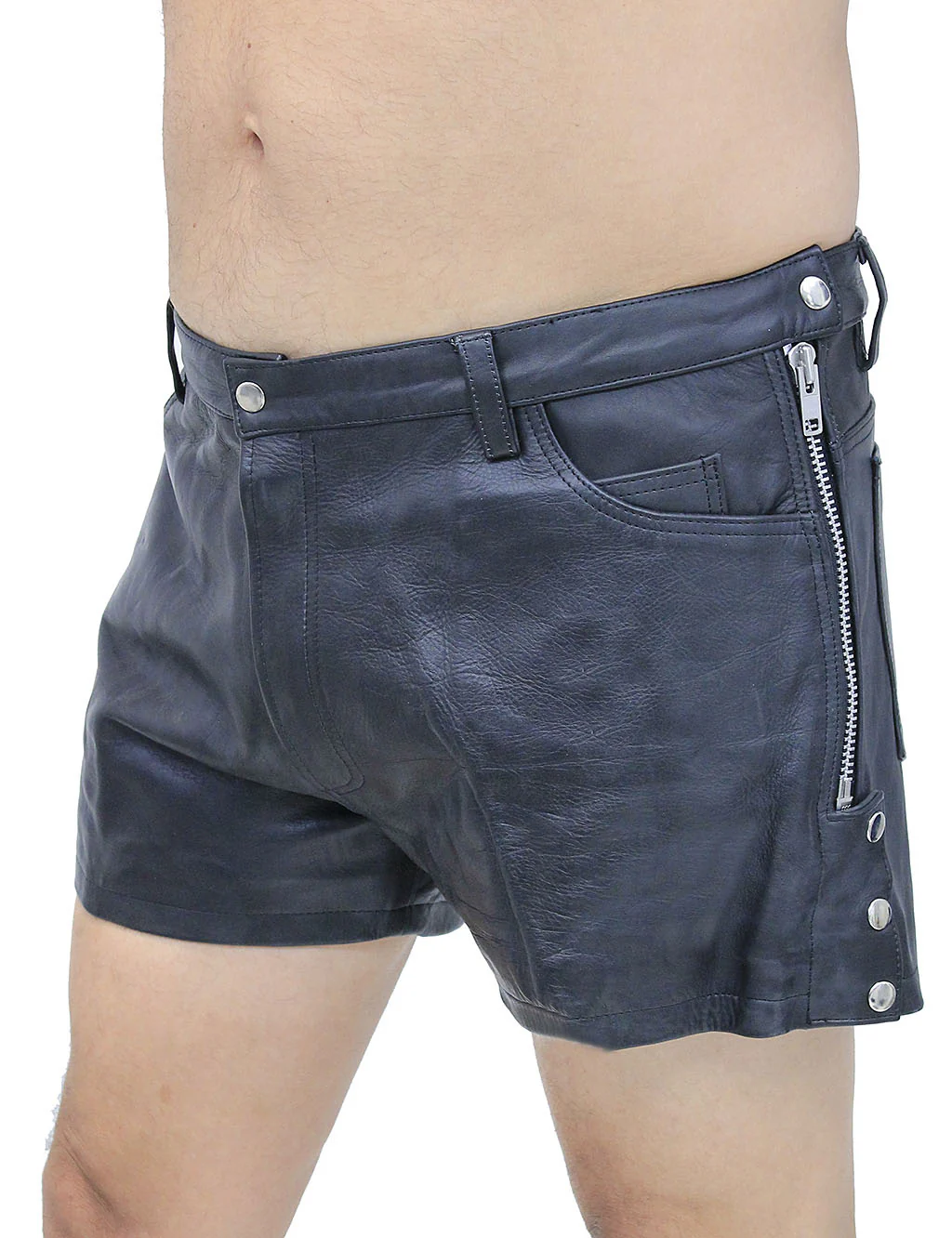 Men's Zip Away Leather Shorts #SHM1075ZZK - Image 5