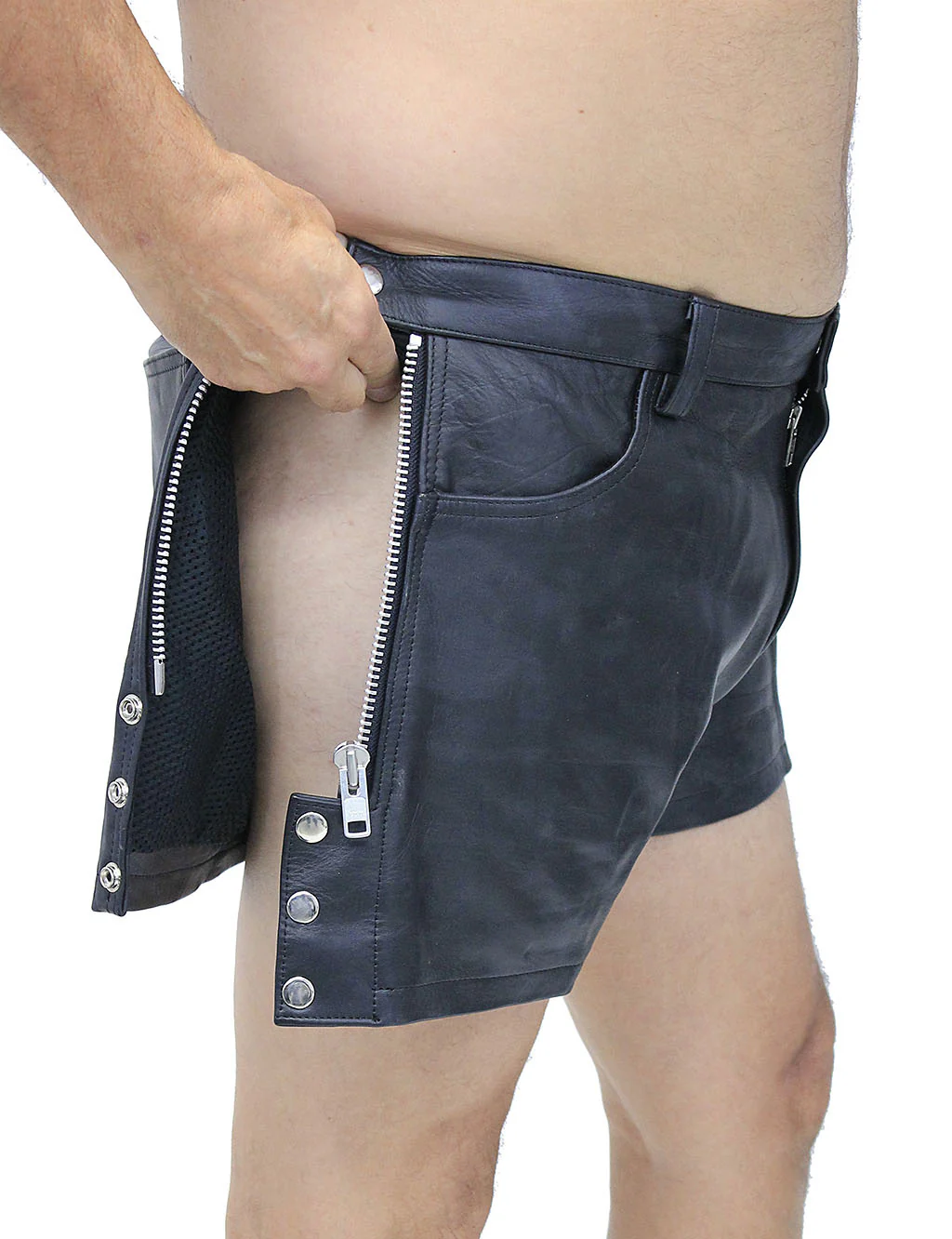 Men's Zip Away Leather Shorts #SHM1075ZZK - Image 7