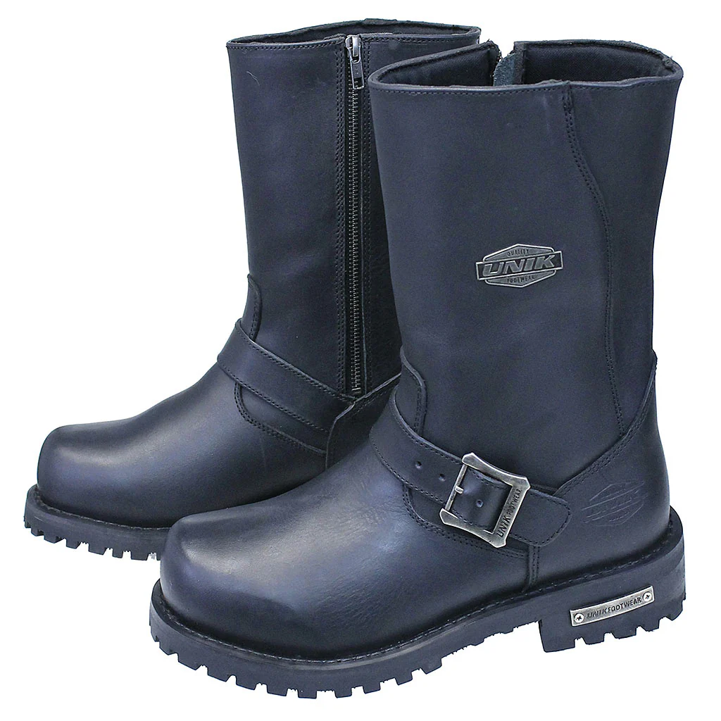 Men's Zipper Engineer Leather Boots #BM10001ZDK - Image 3