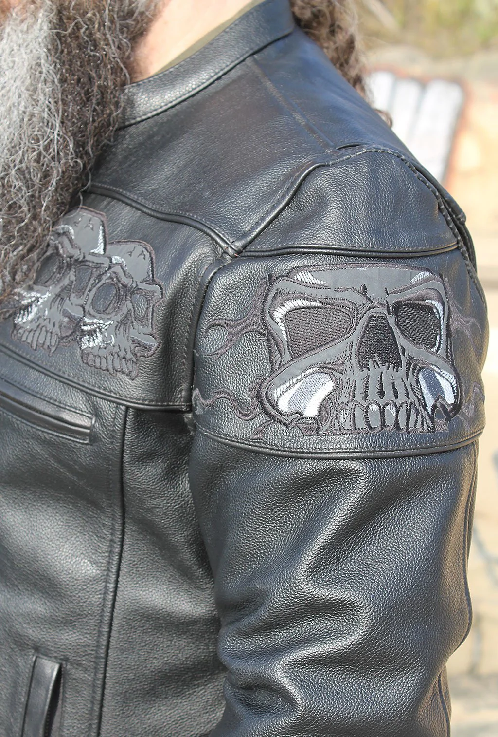 Ultra Premium Leather Reflective Skull Jacket w/Concealed Pocket #M15000GZSK - Image 4