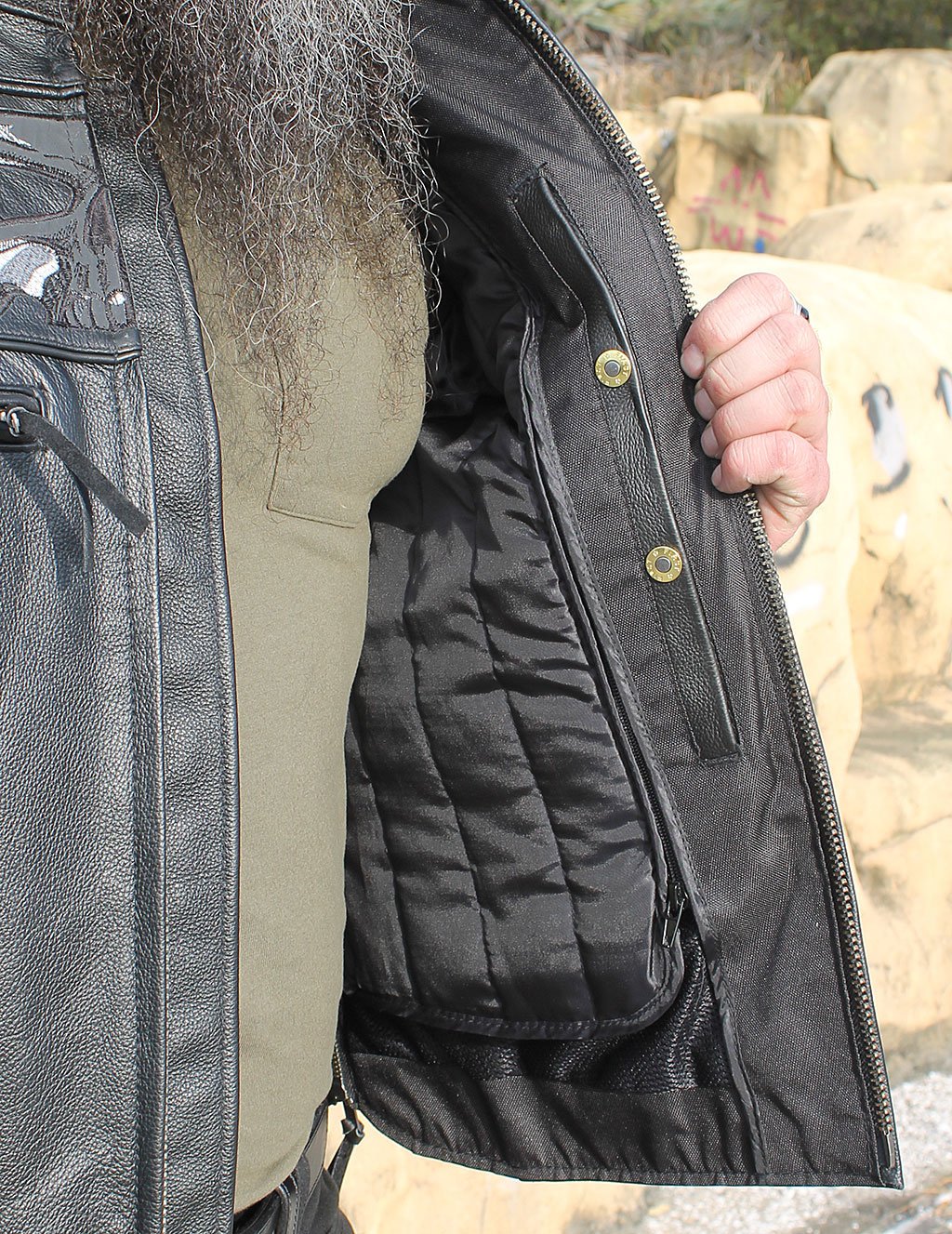 Ultra Premium Leather Reflective Skull Jacket w/Concealed Pocket #M15000GZSK - Image 6