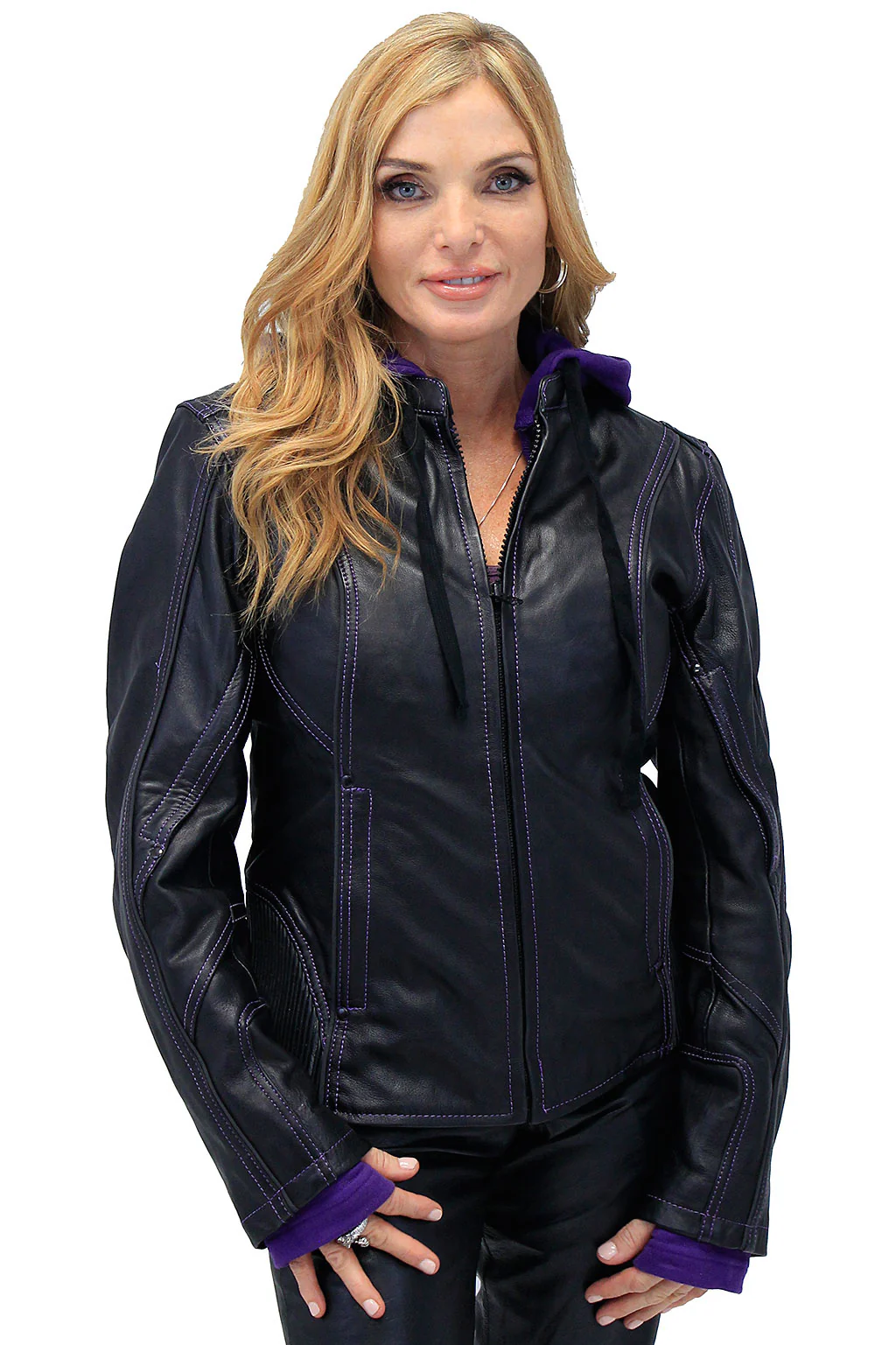 Ultra Premium Purple Stitch Jacket w/Removable Hoodie #L695317HVP - Image 4